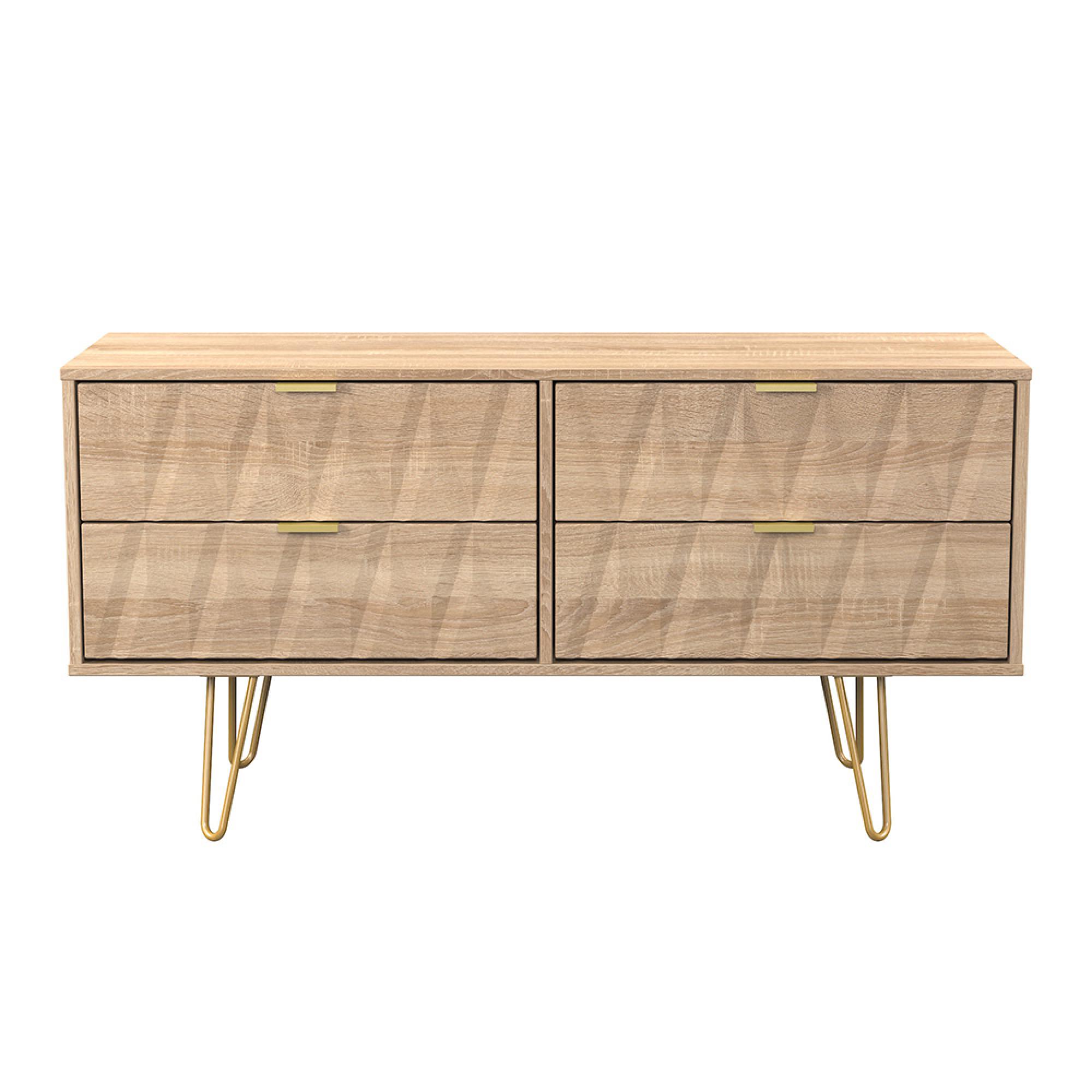 Diamond Bed Box - with Gold Hairpin Legs - Oak