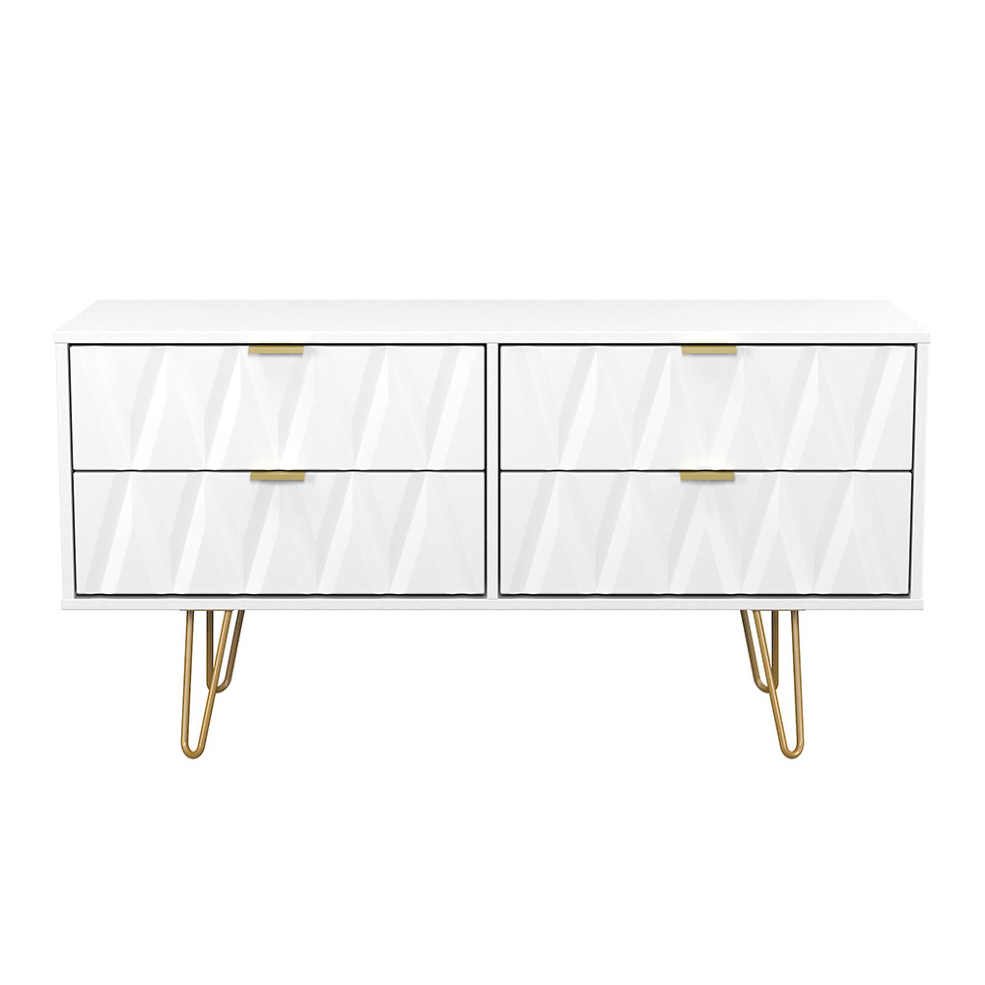 Diamond Bed Box - with Gold Hairpin Legs - White
