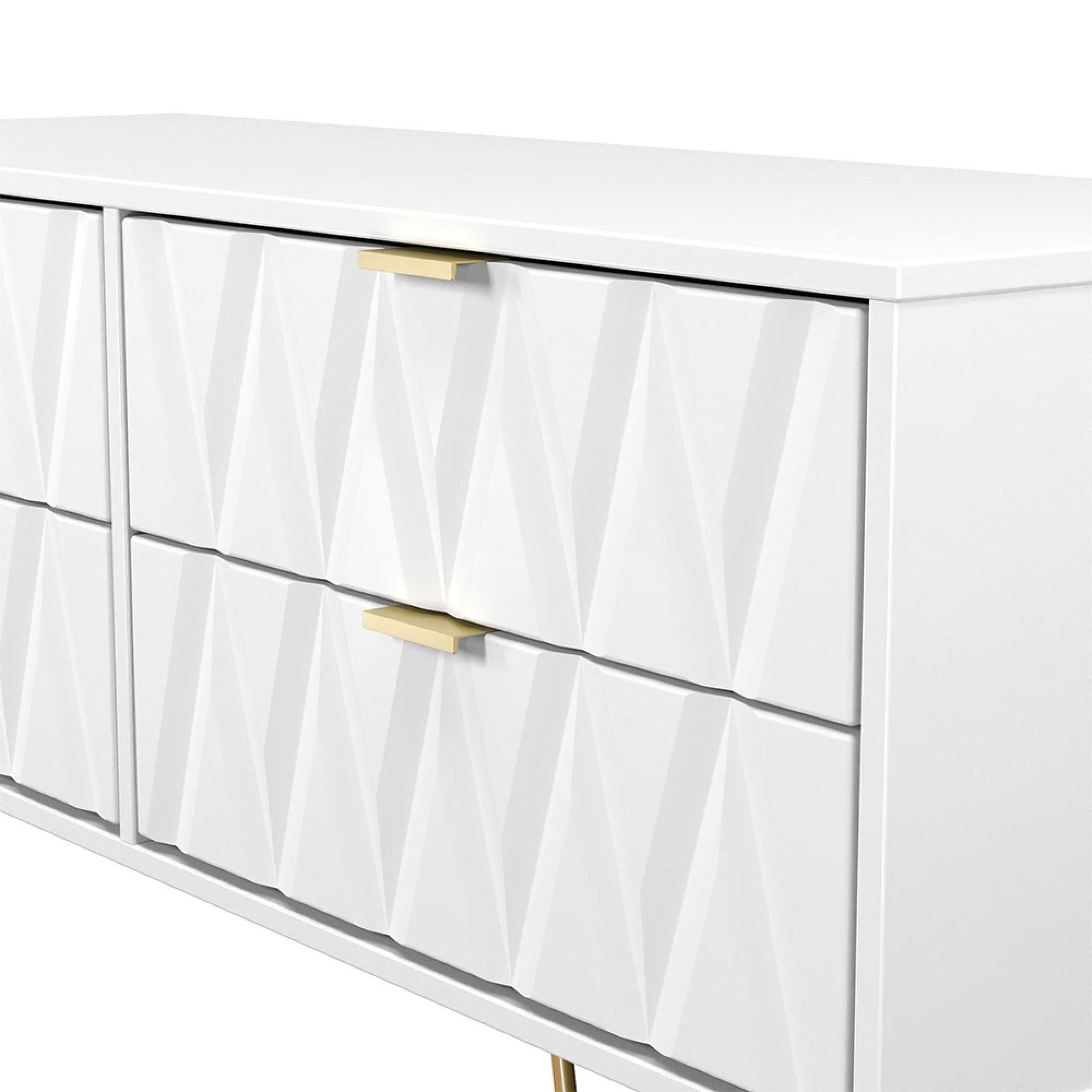 Diamond Bed Box - with Gold Hairpin Legs - White