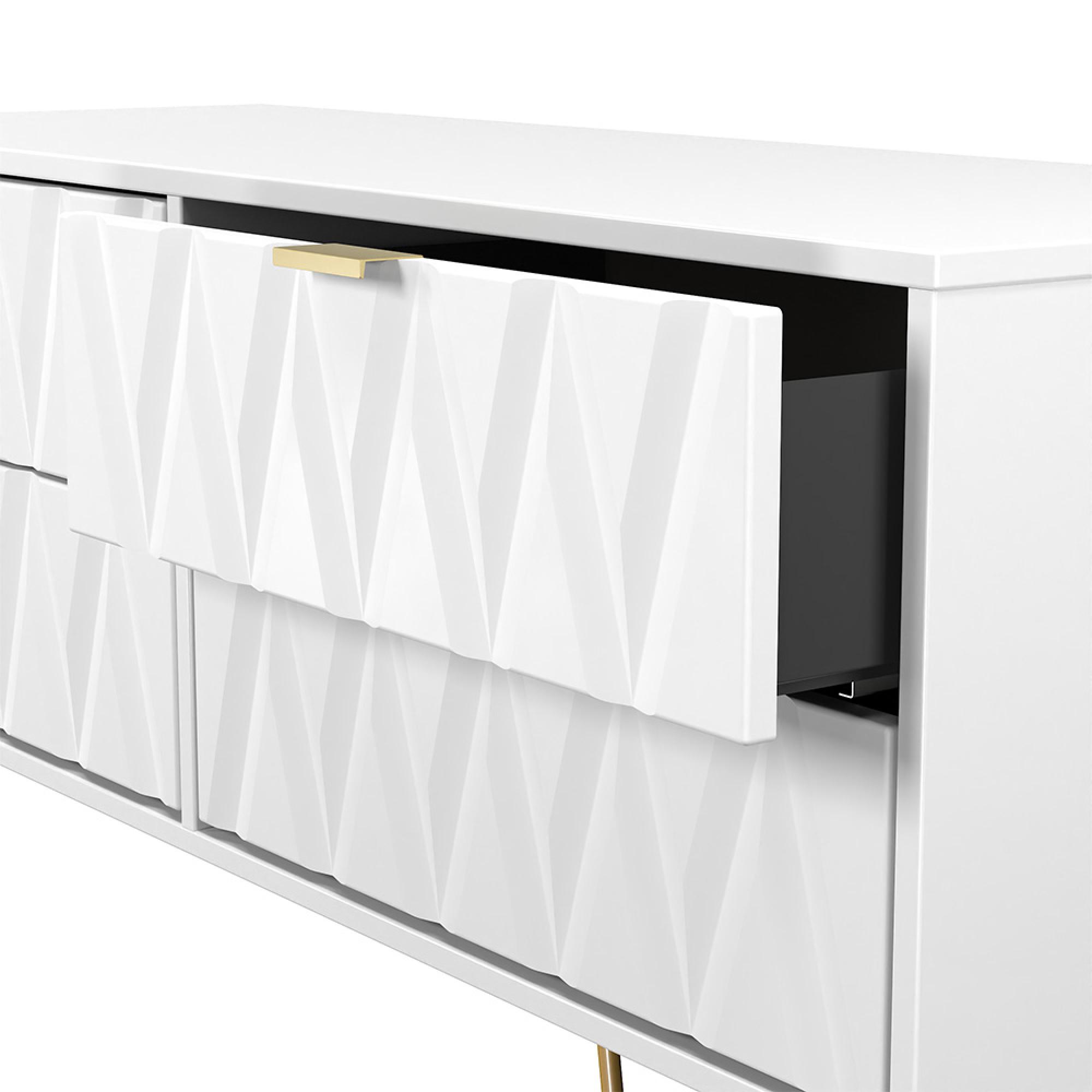 Diamond Bed Box - with Gold Hairpin Legs - White