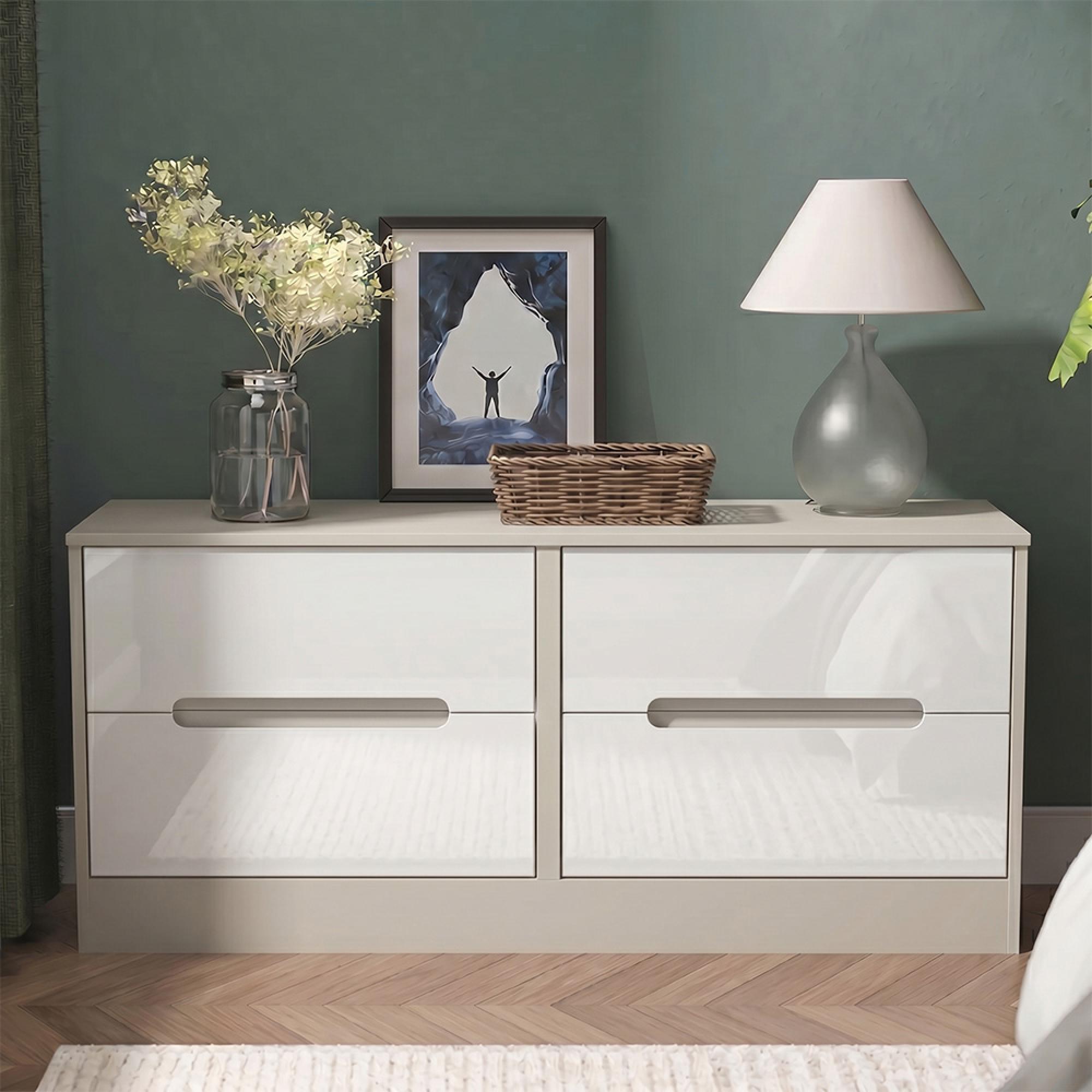 Monaco Bed Box - White Gloss and Cashmere