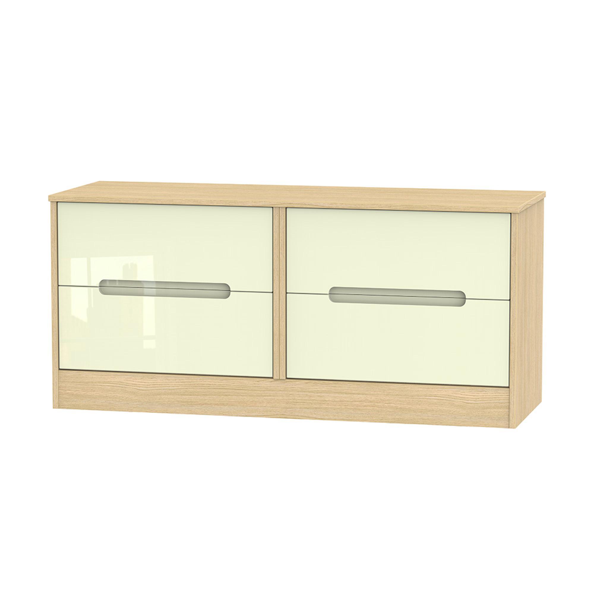 Monaco Bed Box - Cream Gloss and Light Oak