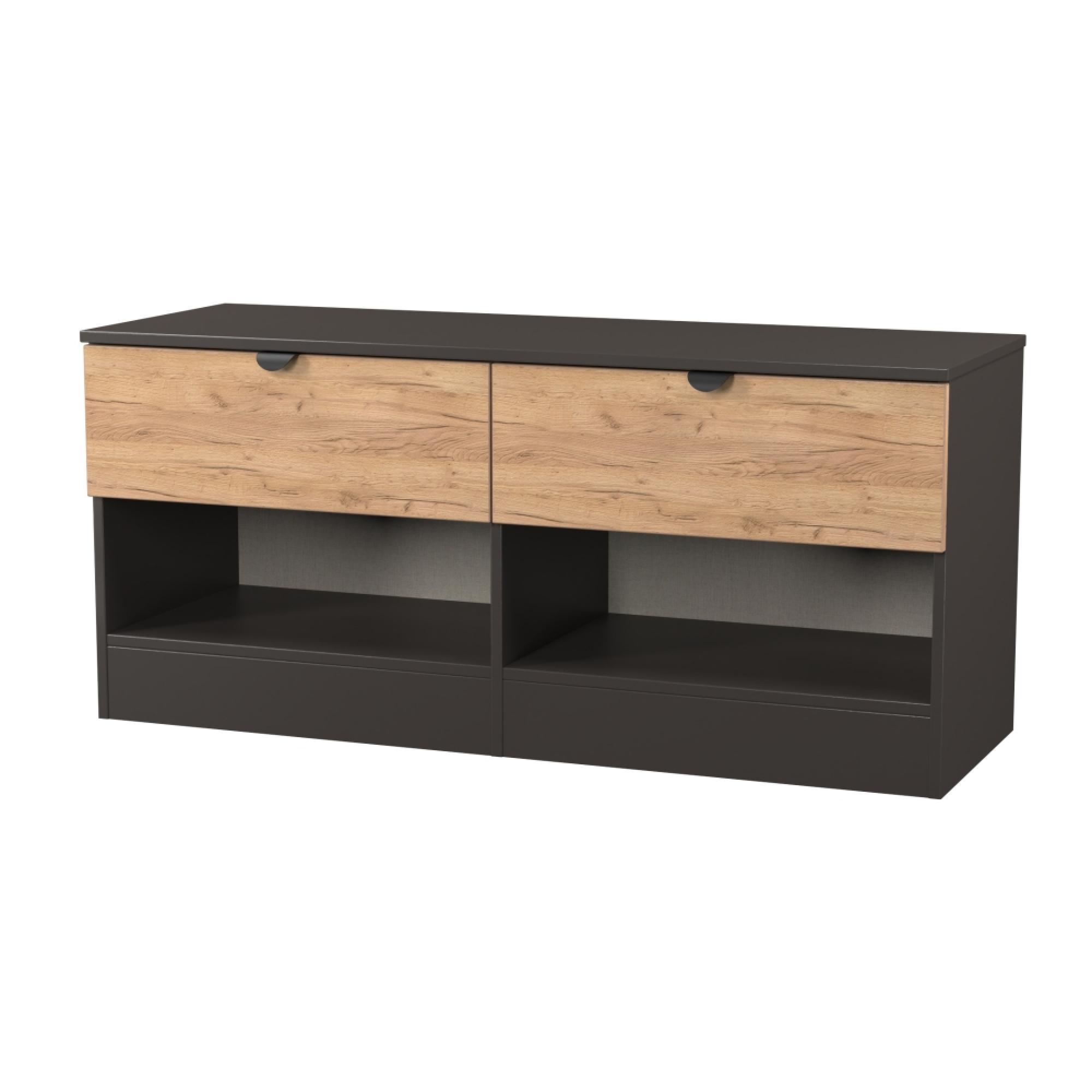Bora Bed Box - 2 Drawer - Gold Craft Oak and Graphite