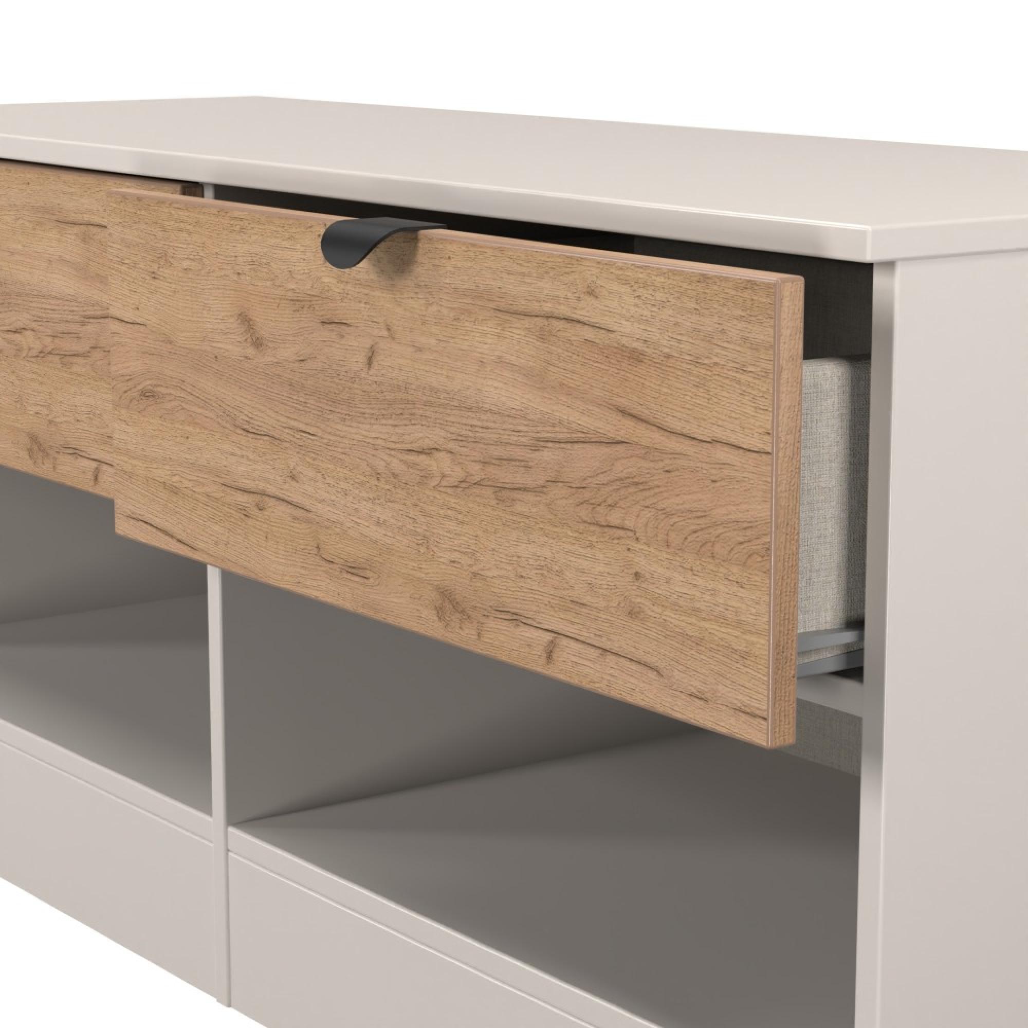 Bora Bed Box - 2 Drawer - Open Shelf - Gold Craft Oak and Kashmir Matt