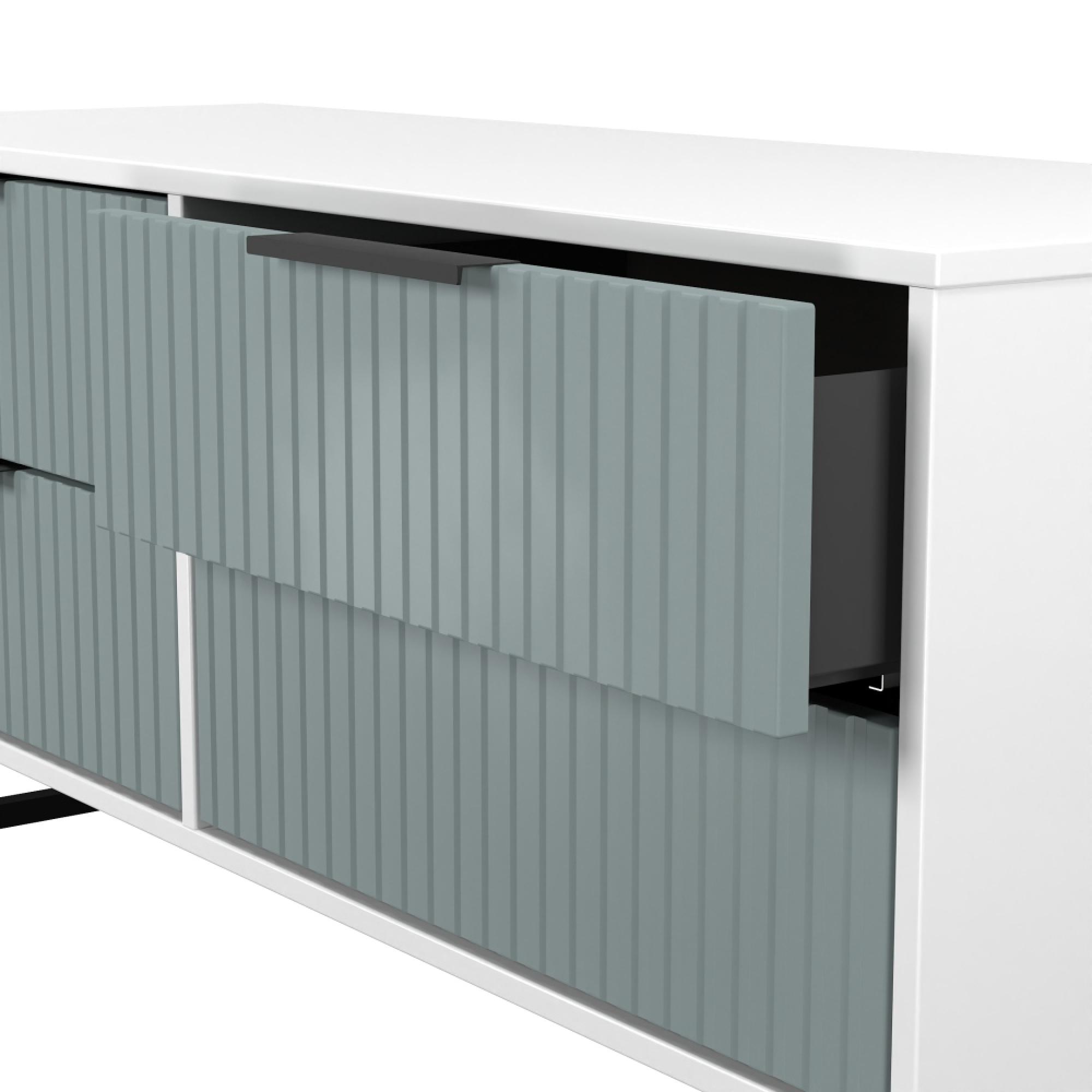 Fluted Bed Box - 4 Drawer - Duck and White Matt