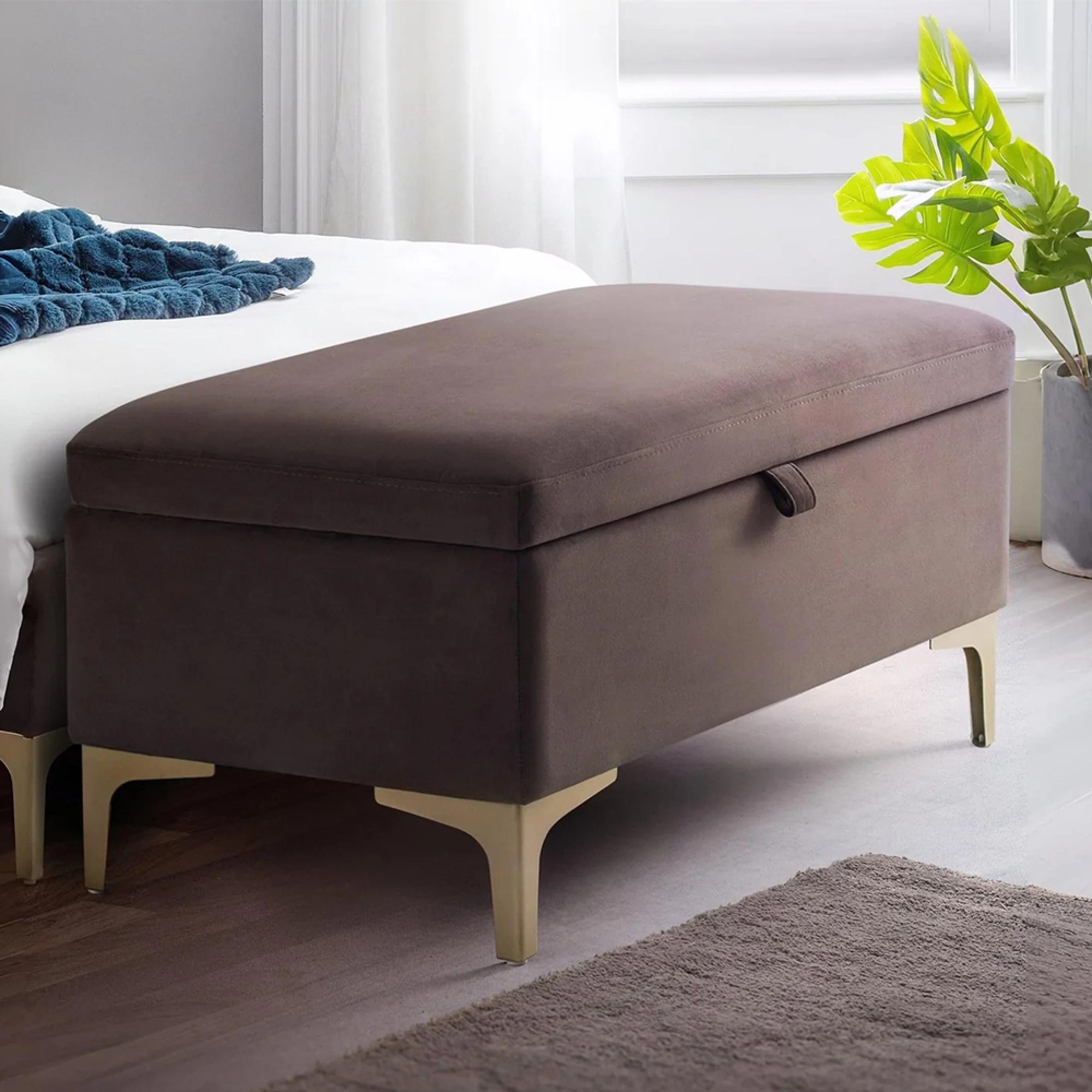 Deco Storage Blanket Box - Truffle Velvet - Fabric