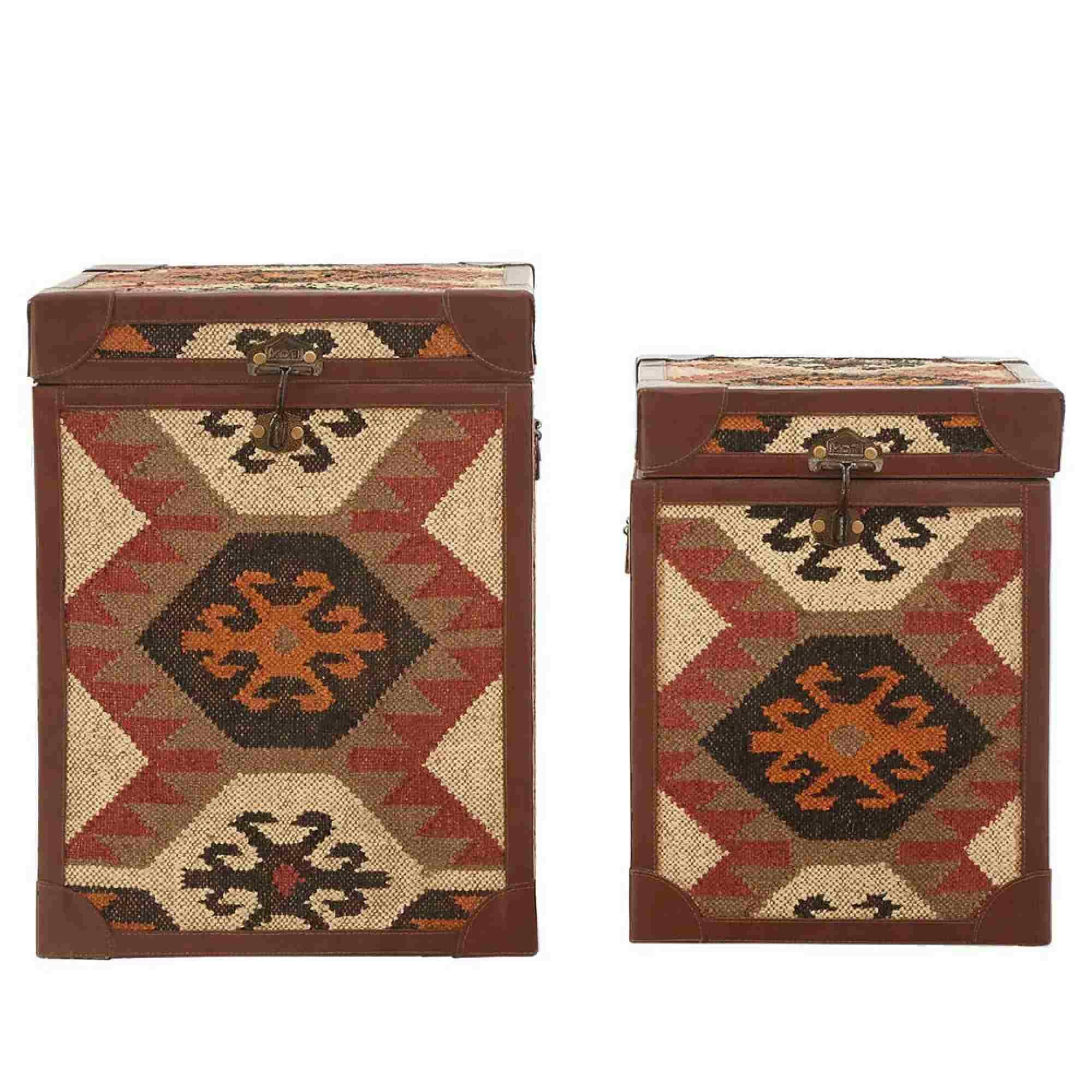 Aztec Side Table - Set of 2 - Black - Storage Trunk