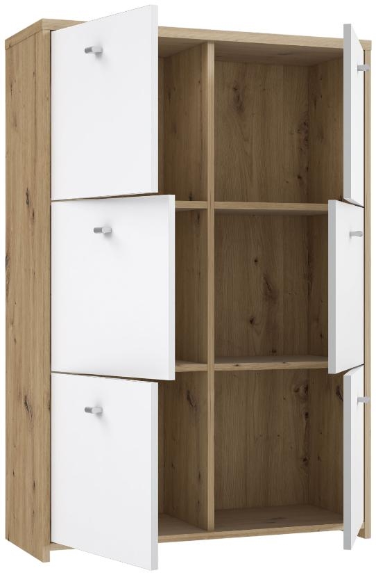 Best Oak and White 6 Door Storage Cabinet