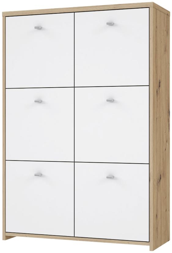Best Oak and White 6 Door Storage Cabinet