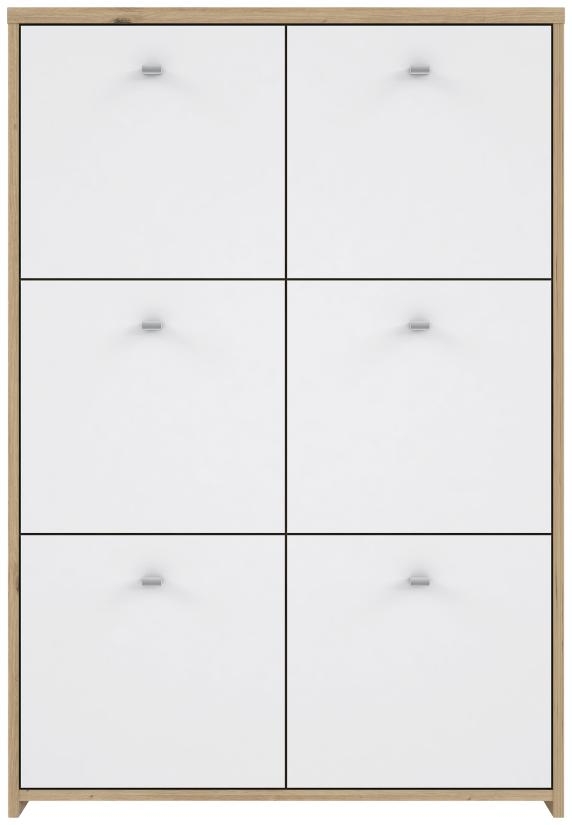 Best Oak and White 6 Door Storage Cabinet