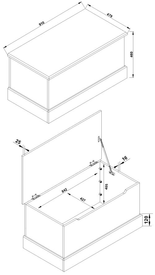 Cotswold Ottoman Storage Trunk - Pine