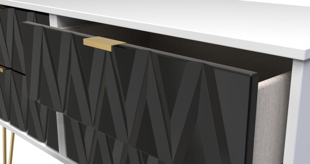 Diamond Bed Box - with Gold Hairpin Legs - Black and White