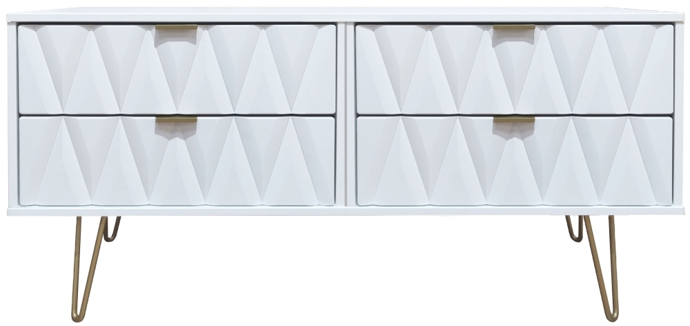 Diamond White Bed Box with Gold Hairpin Legs