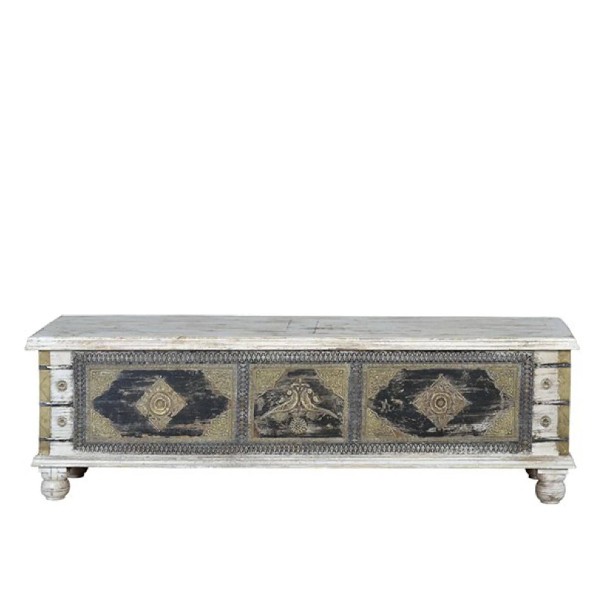 Granitzen Storage Trunk - Carved - Mango Wood