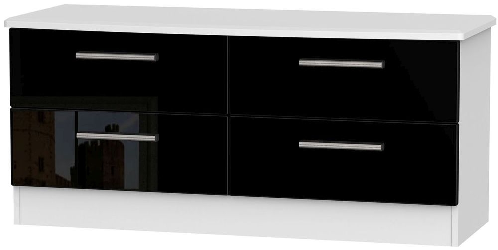 Knightsbridge Black Gloss and White Bed Box