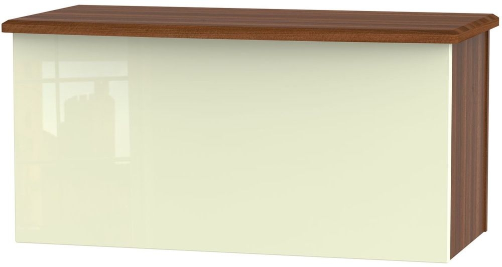 Knightsbridge Cream Gloss and Walnut Effect Blanket Box