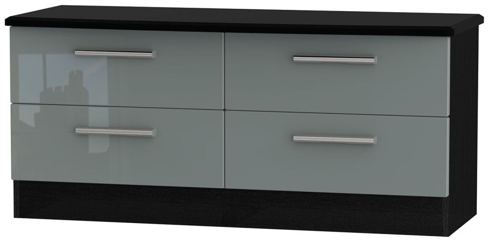 Knightsbridge Grey Gloss and Black Bed Box