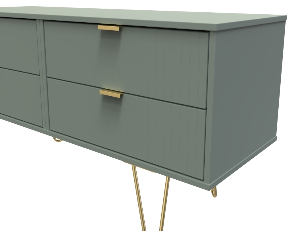 Linear Bed Box - with Gold Hairpin Legs - Green