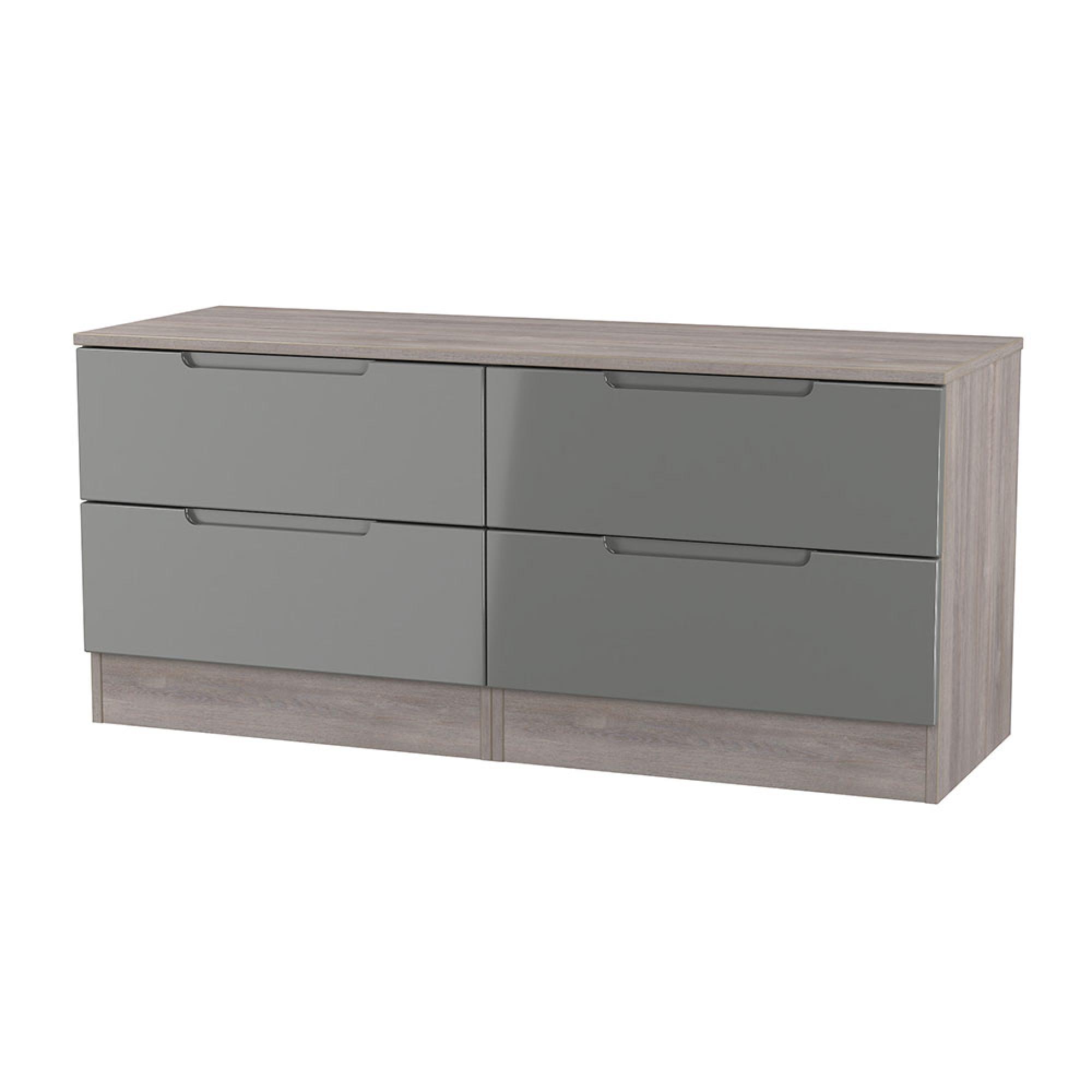 Milan Bed Box - Grey Gloss and Grey Oak