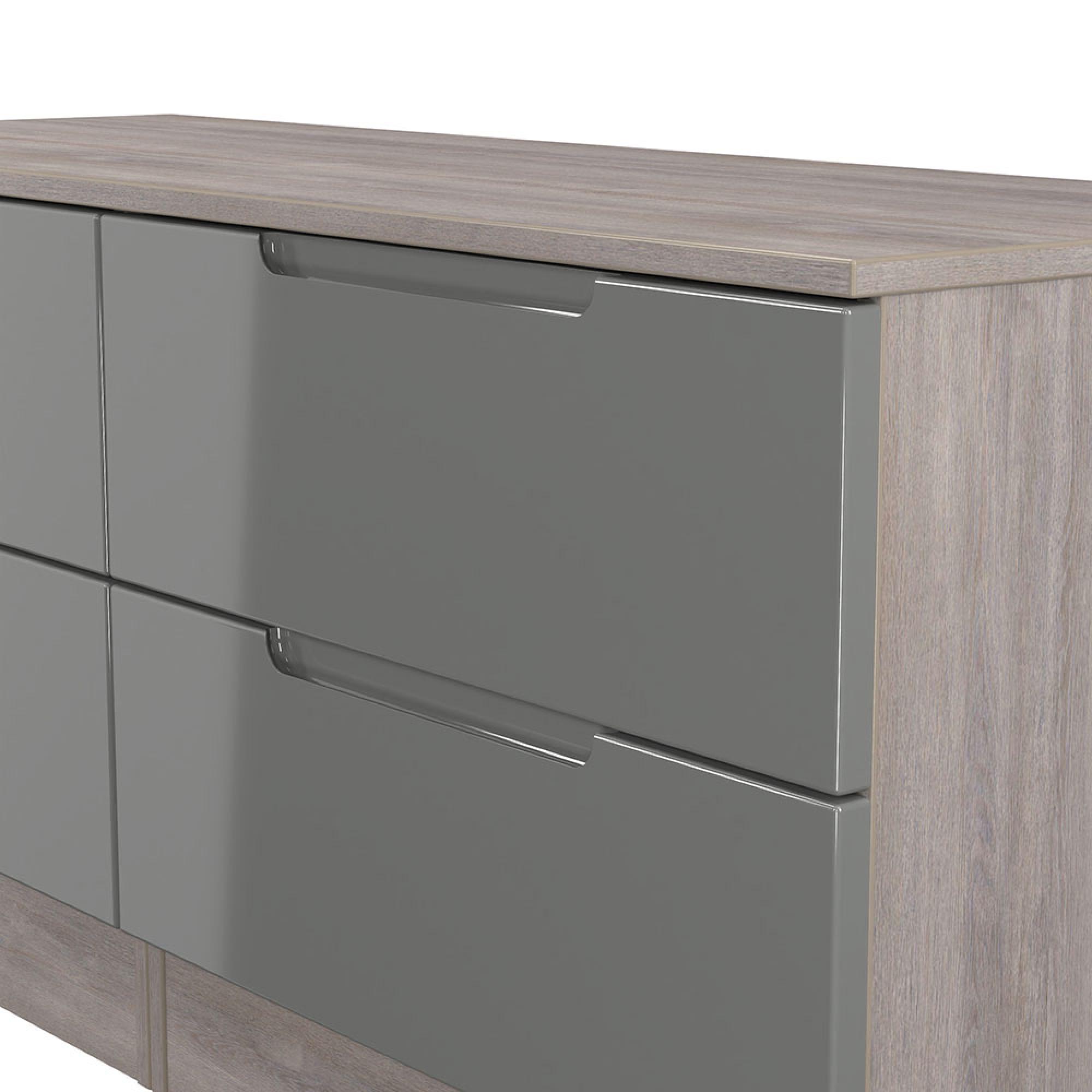 Milan Bed Box - Grey Gloss and Grey Oak