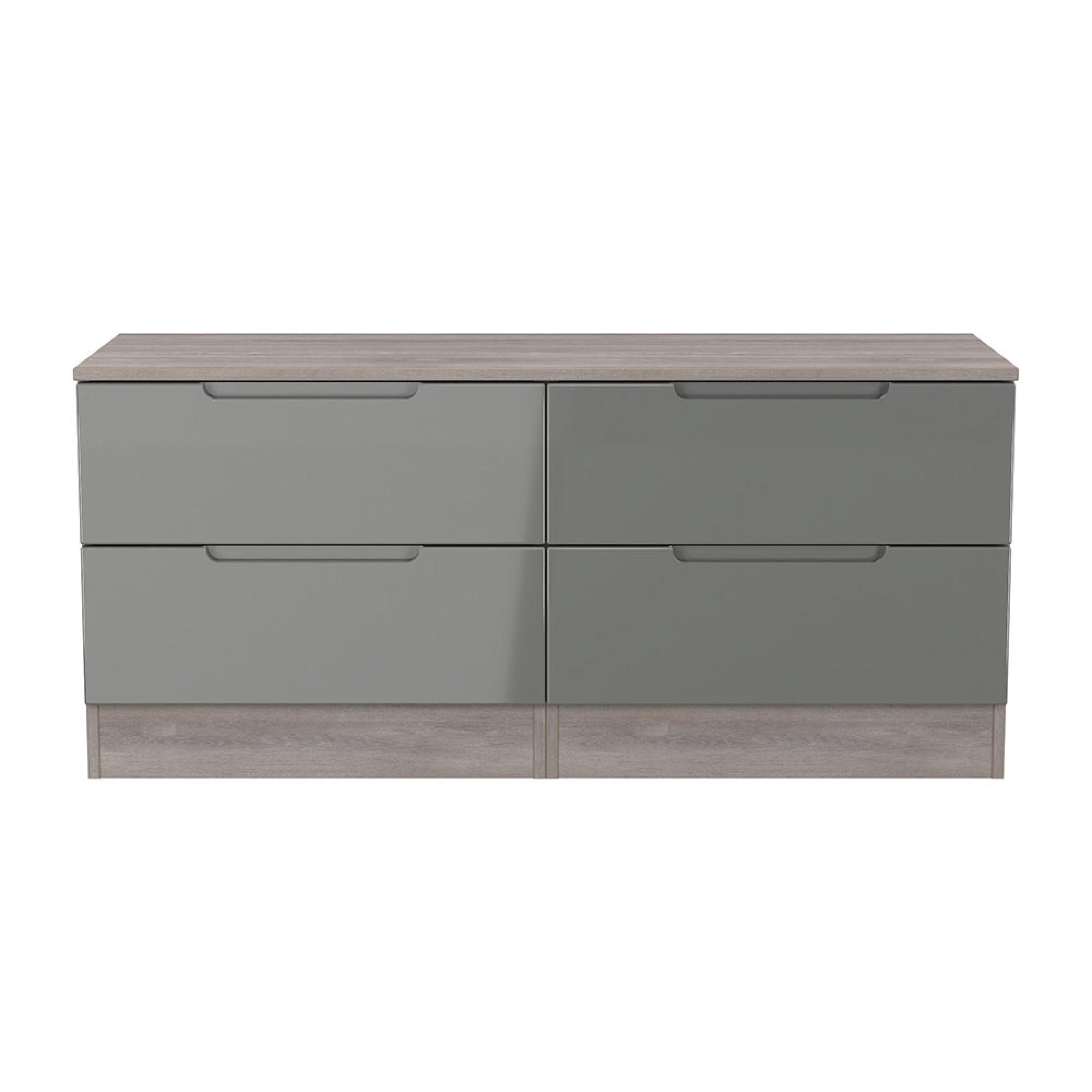 Milan Grey Gloss and Grey Oak Bed Box