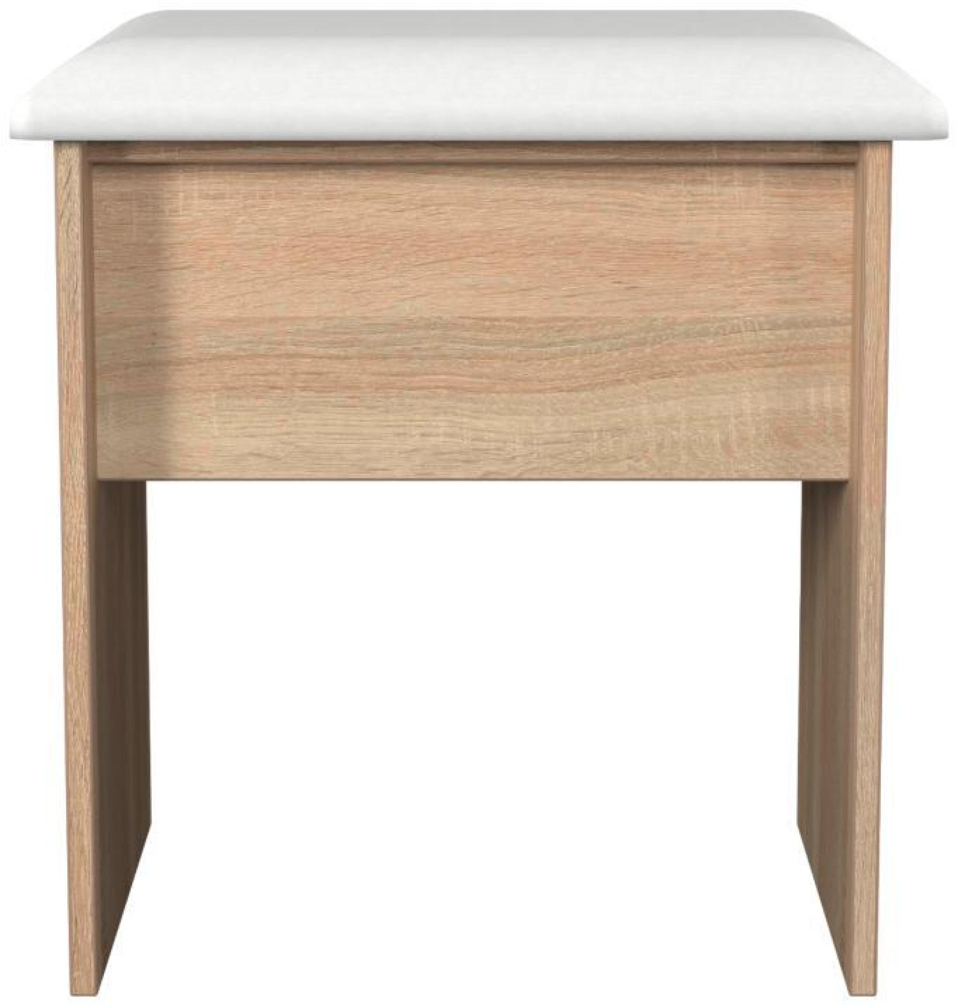 Milan Oak Effect Padded Dressing Stool