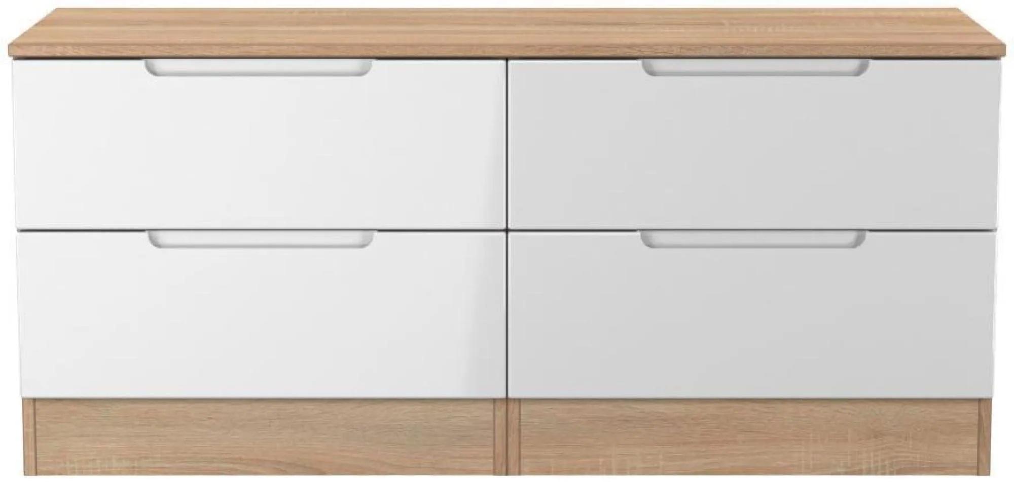 Milan White Gloss and Oak Effect Bed Box