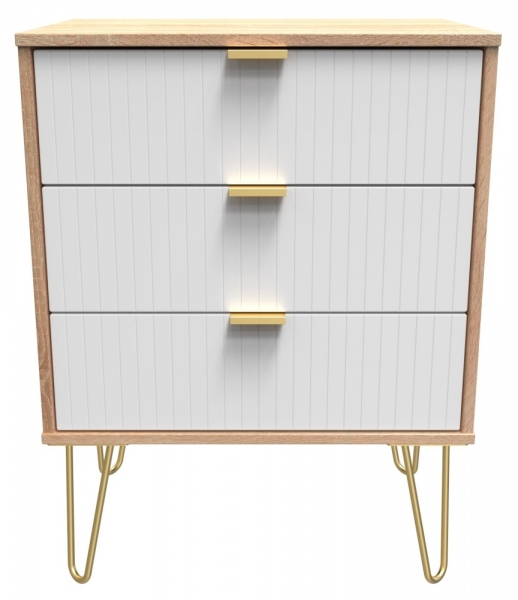 White Matt Front and Bardolino Oak Base Unit with Gold Hair Pin Style Metal Legs