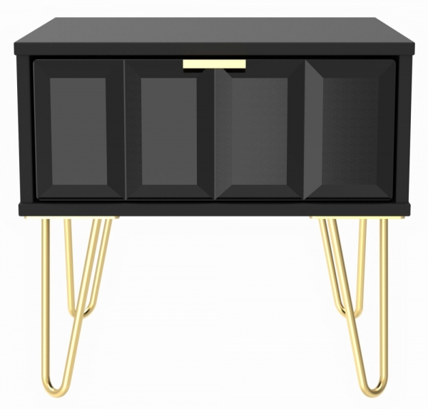 Deep Black Front and Black Matt Base Unit with Gold Hair Pin Style Metal Legs