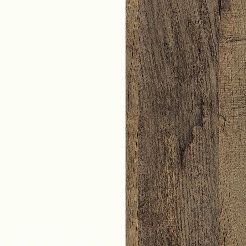 Matt White Front with Vintage Oak Base