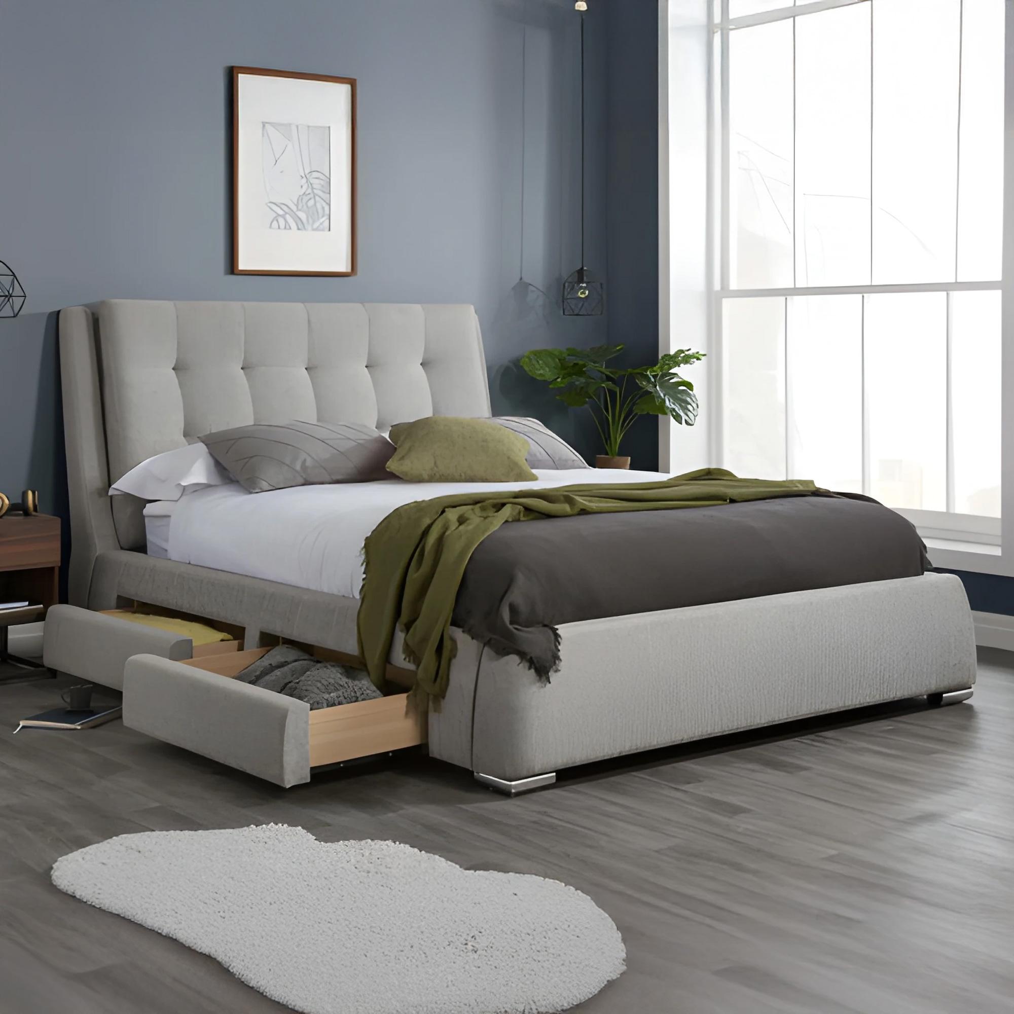 Mayfair Bed - Grey Fabric - Sizes Available