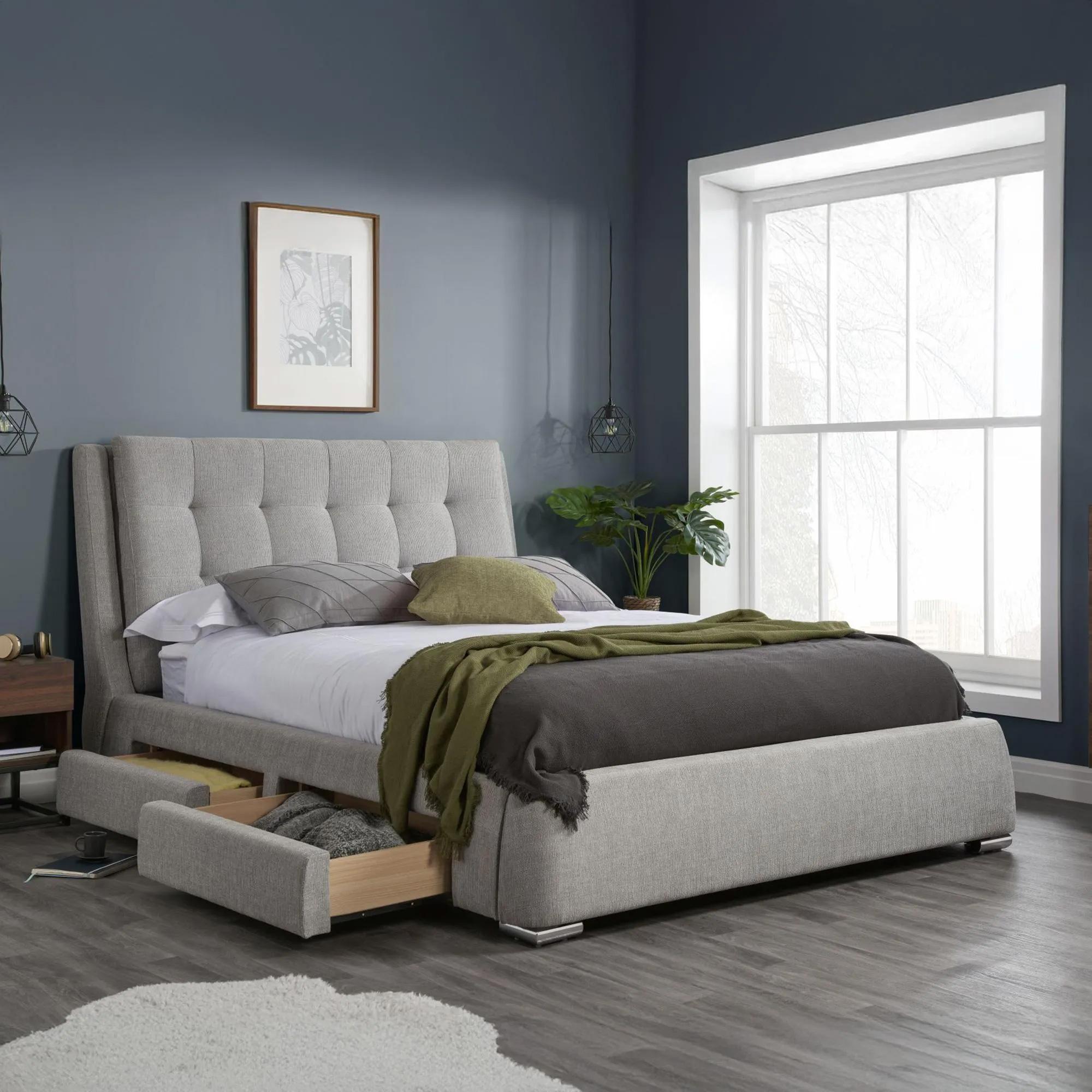 Mayfair Bed - Grey Fabric - Sizes Available