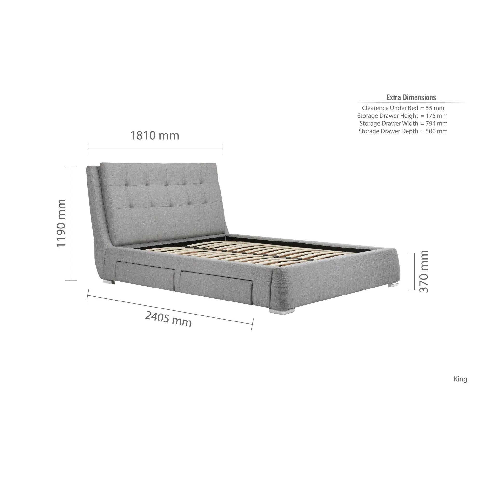 Mayfair Bed - Grey Fabric - Sizes Available
