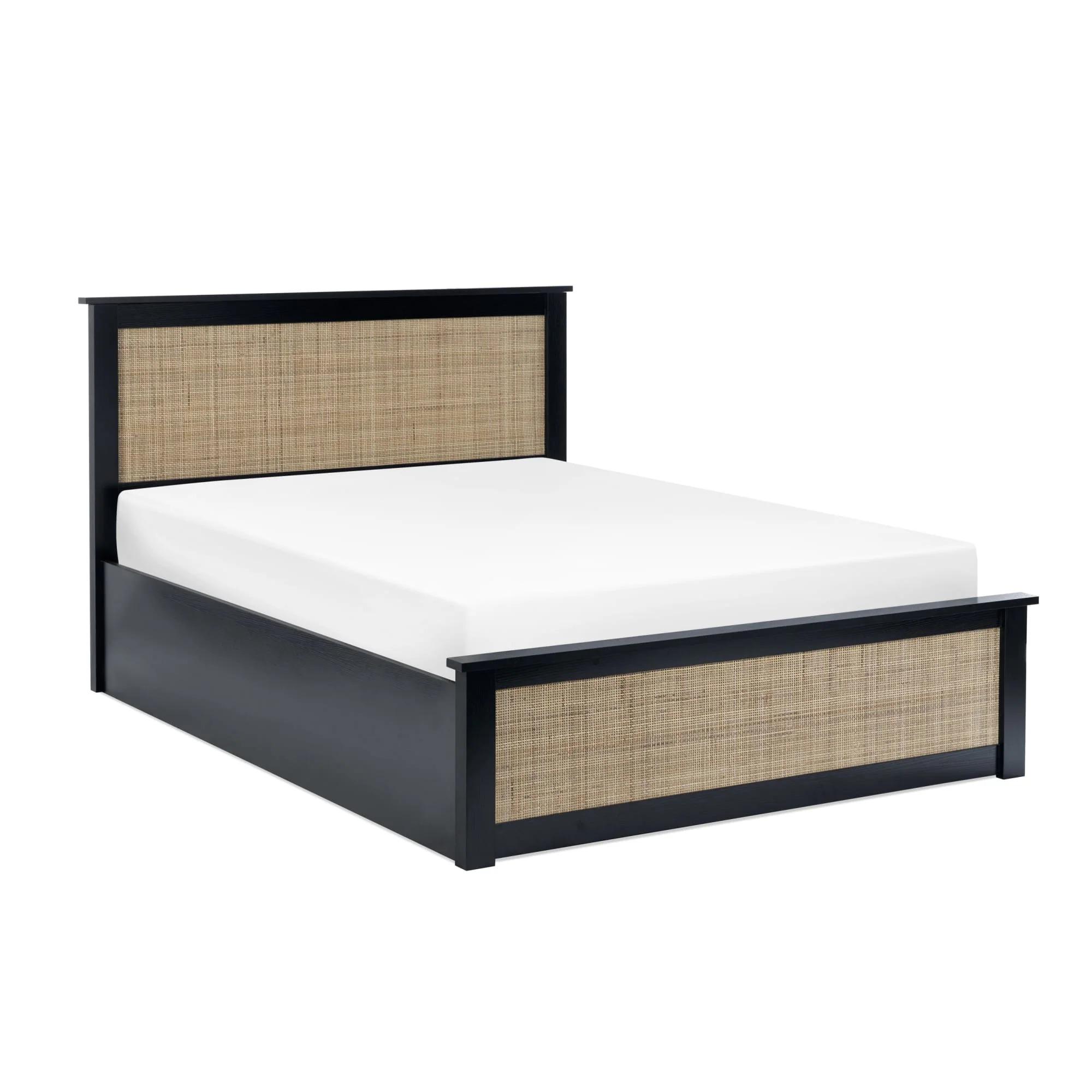 Padstow Ottoman Bed - Oak and Rattan - Sizes Available