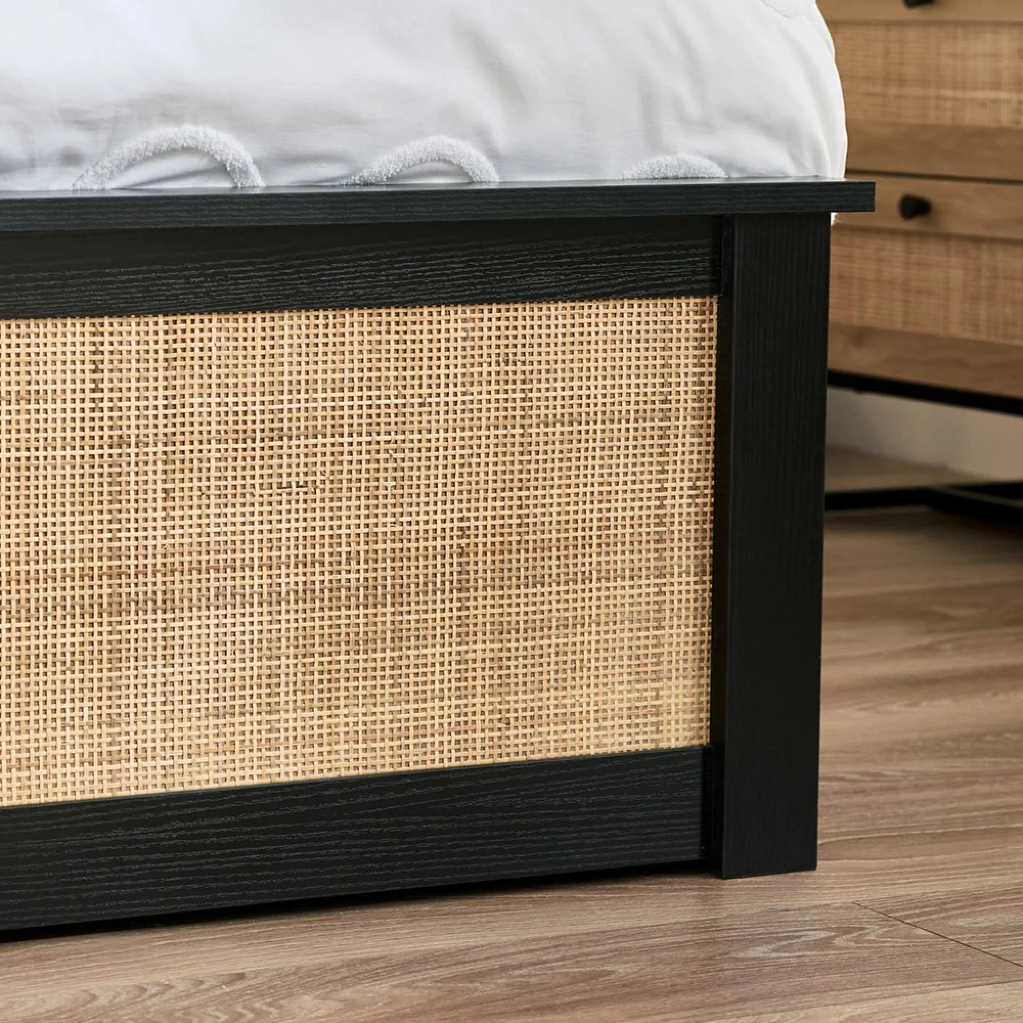 Padstow Ottoman Bed - Oak and Rattan - Sizes Available