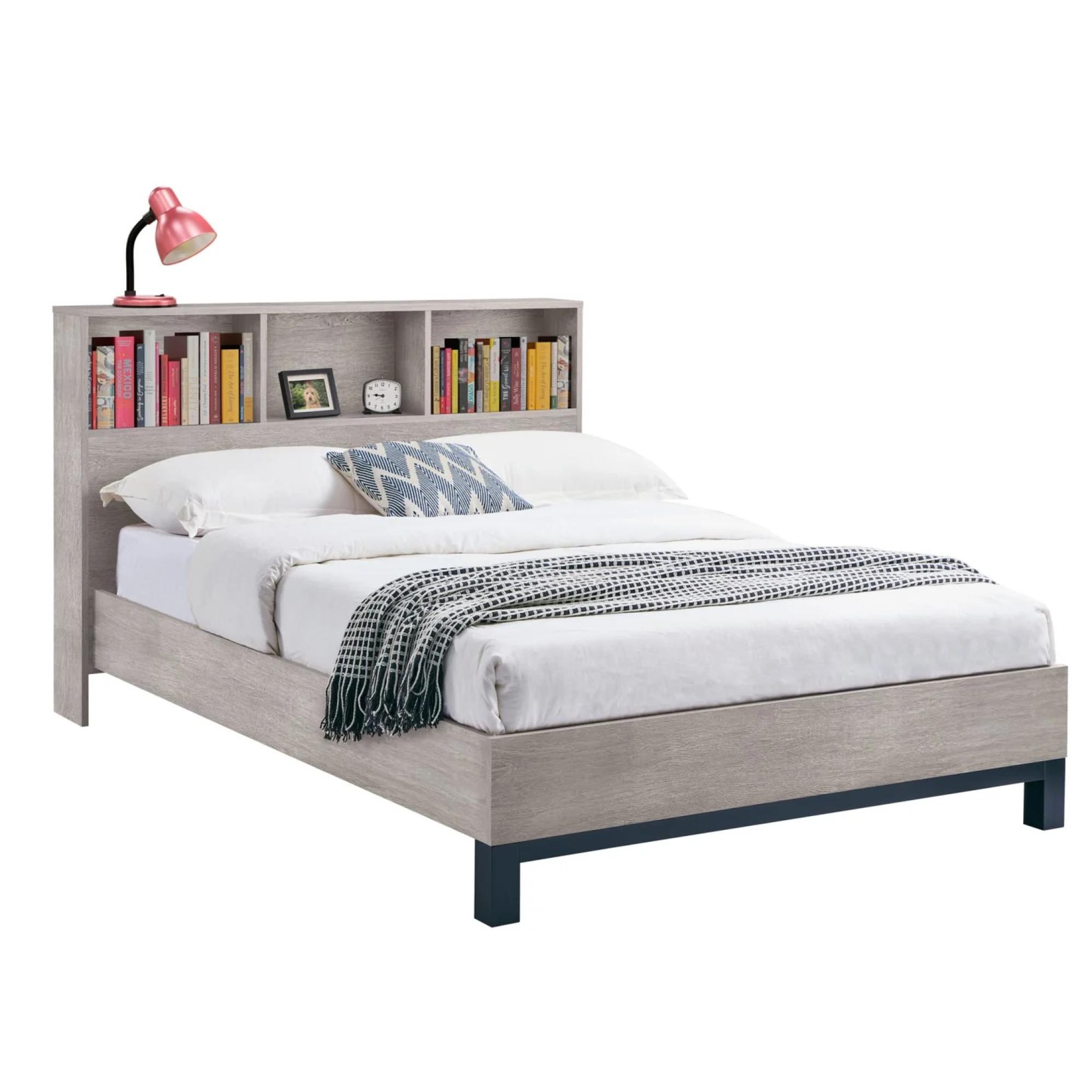 Bali Grey Oak Bookcase Bed - Sizes Available