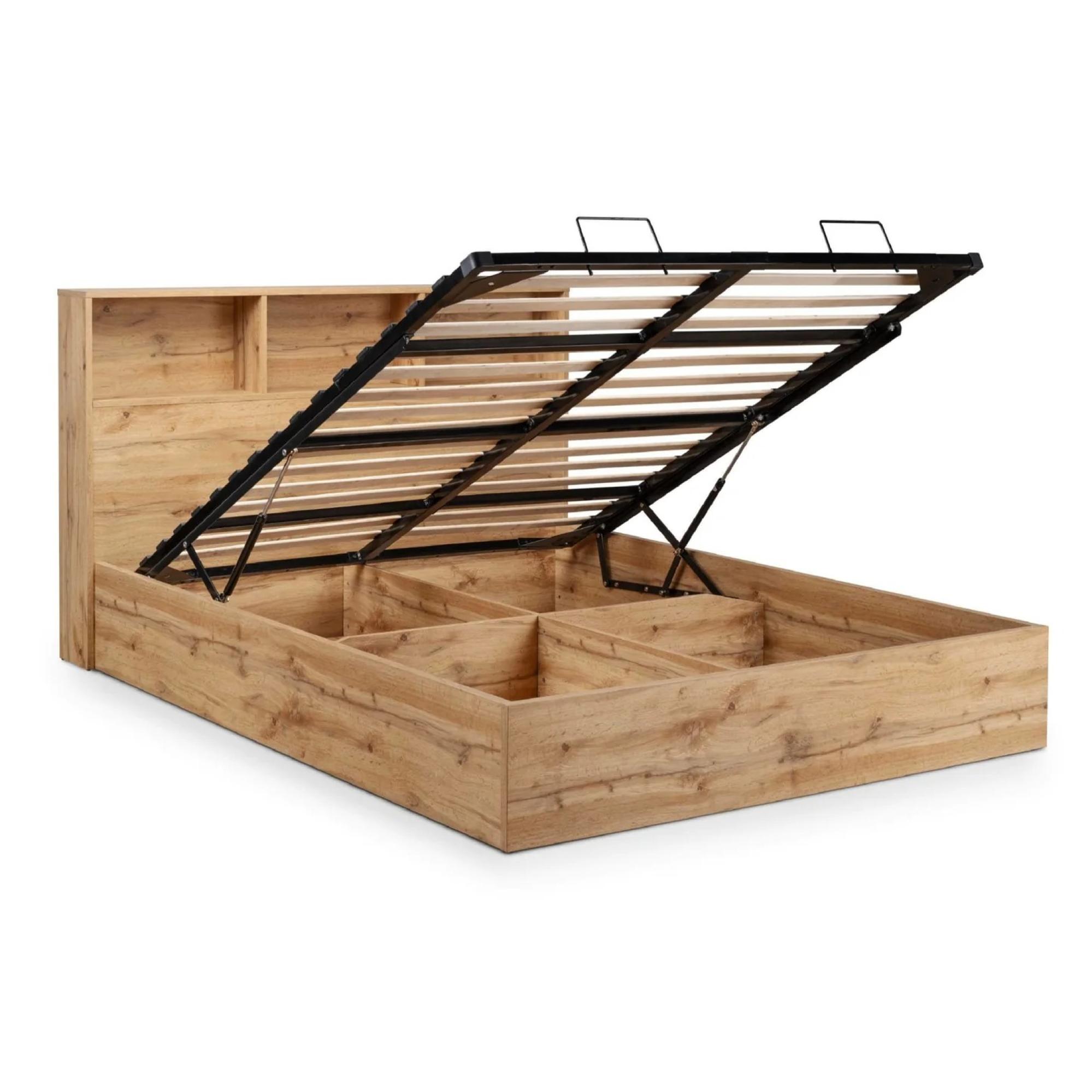 Bali Oak Ottoman Storage Bed - Sizes Available