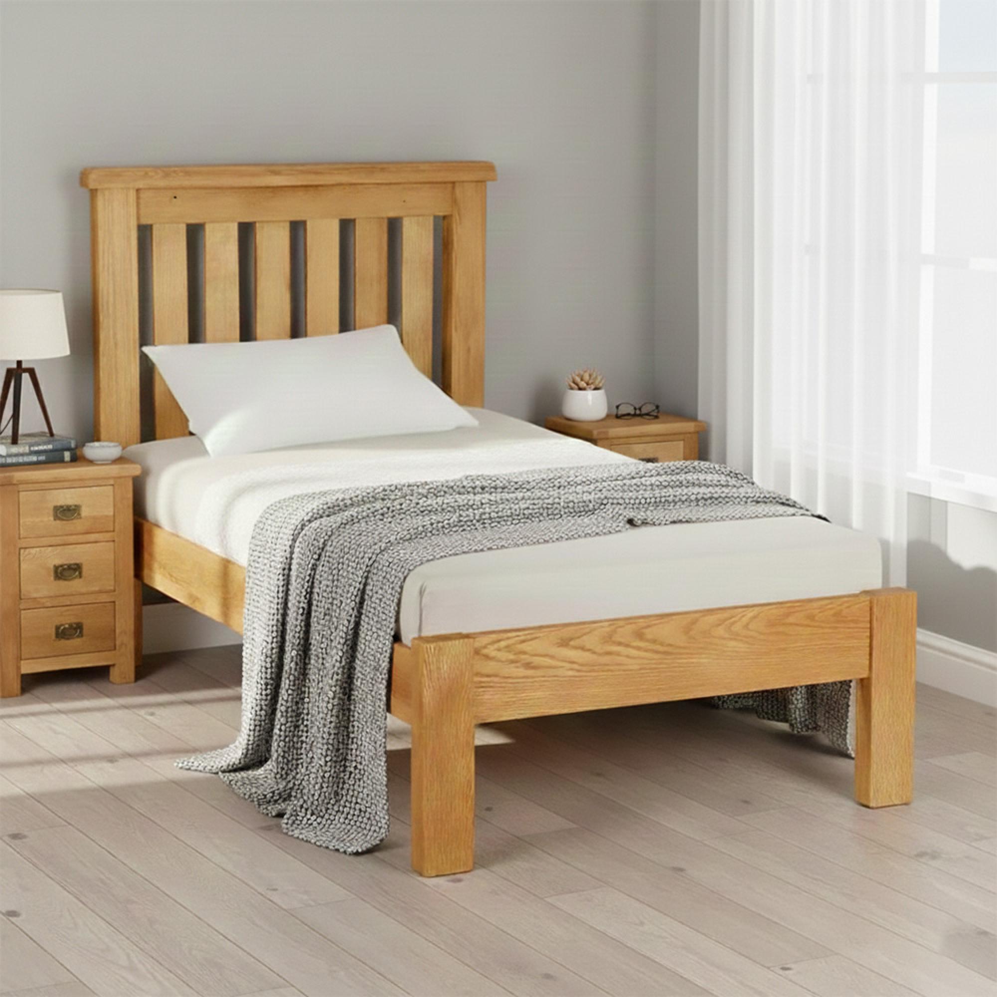 Salisbury Premium Slatted Bed - Oak - 3ft Single