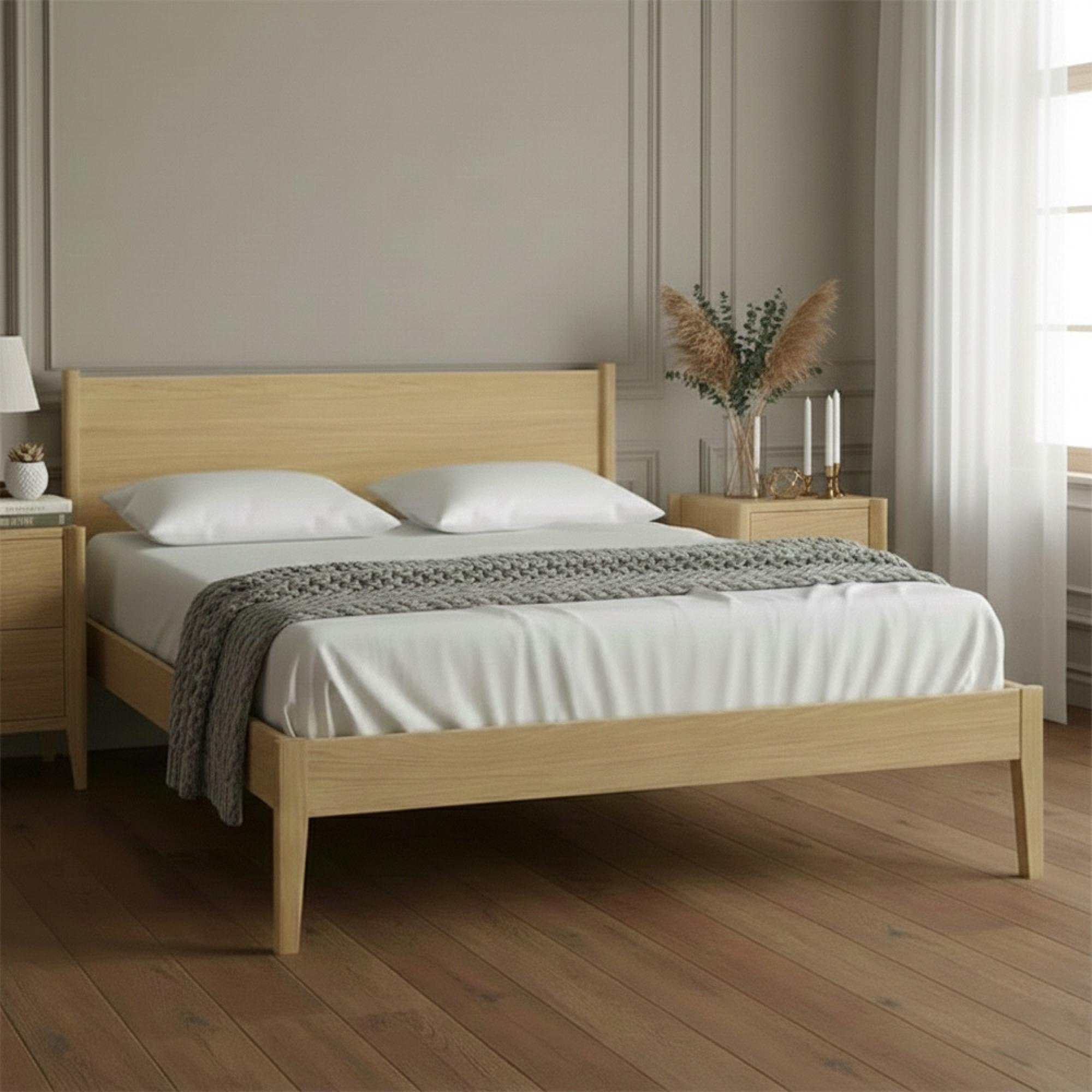 Paris Panelled Bed - Oak - 5ft King Size