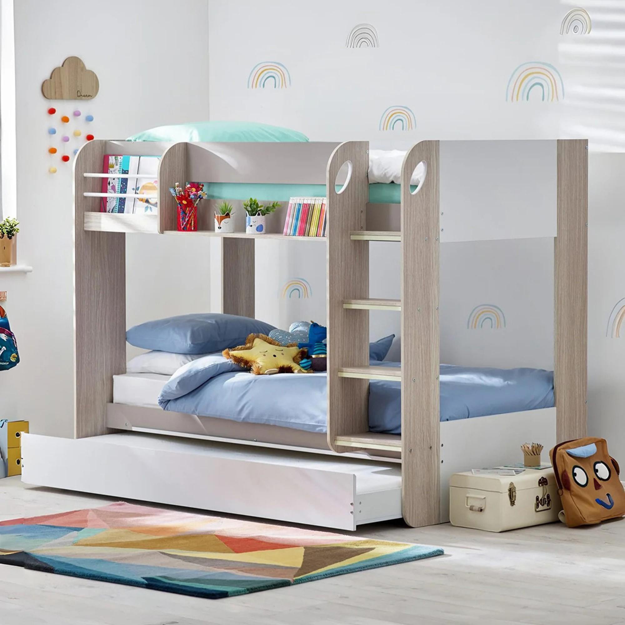 Mars Bunk Bed - Taupe with White Fabric
