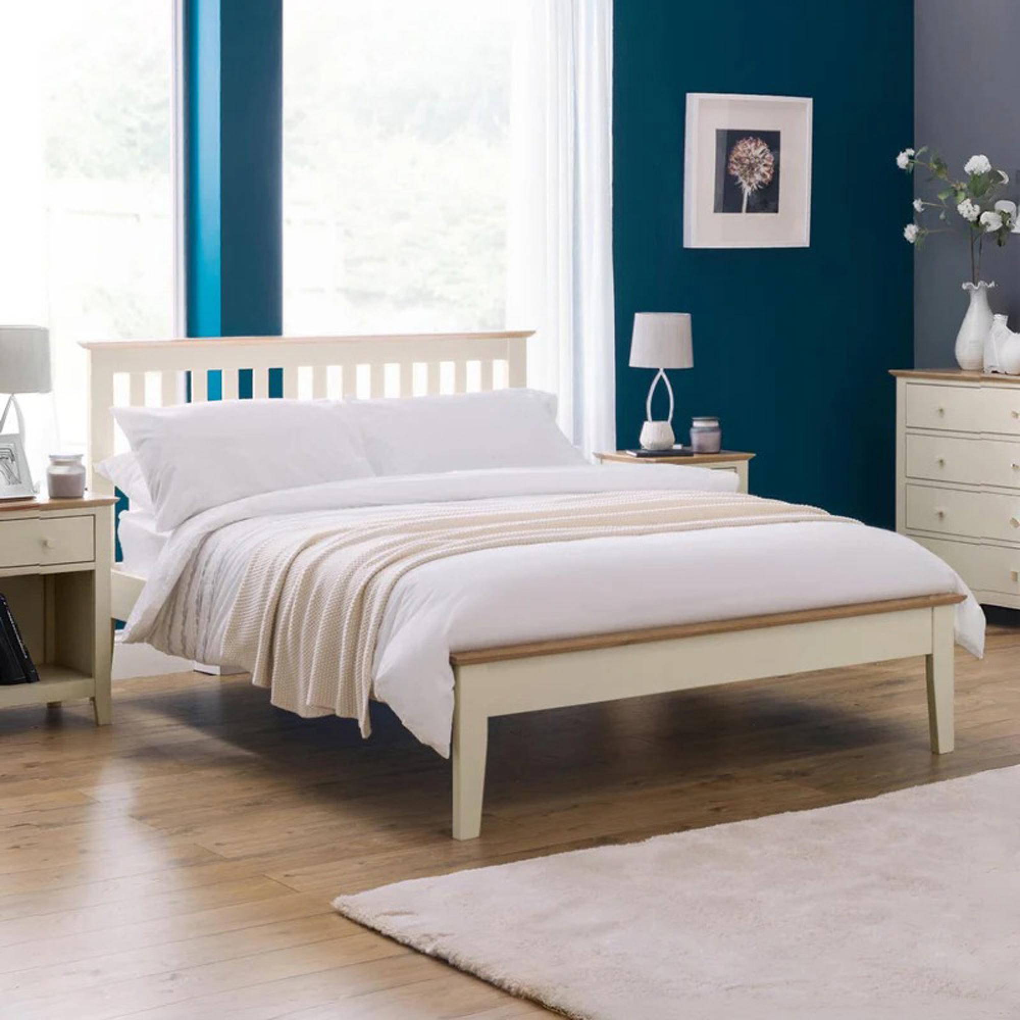 Salerno Slatted Bed - Ivory - Sizes Available