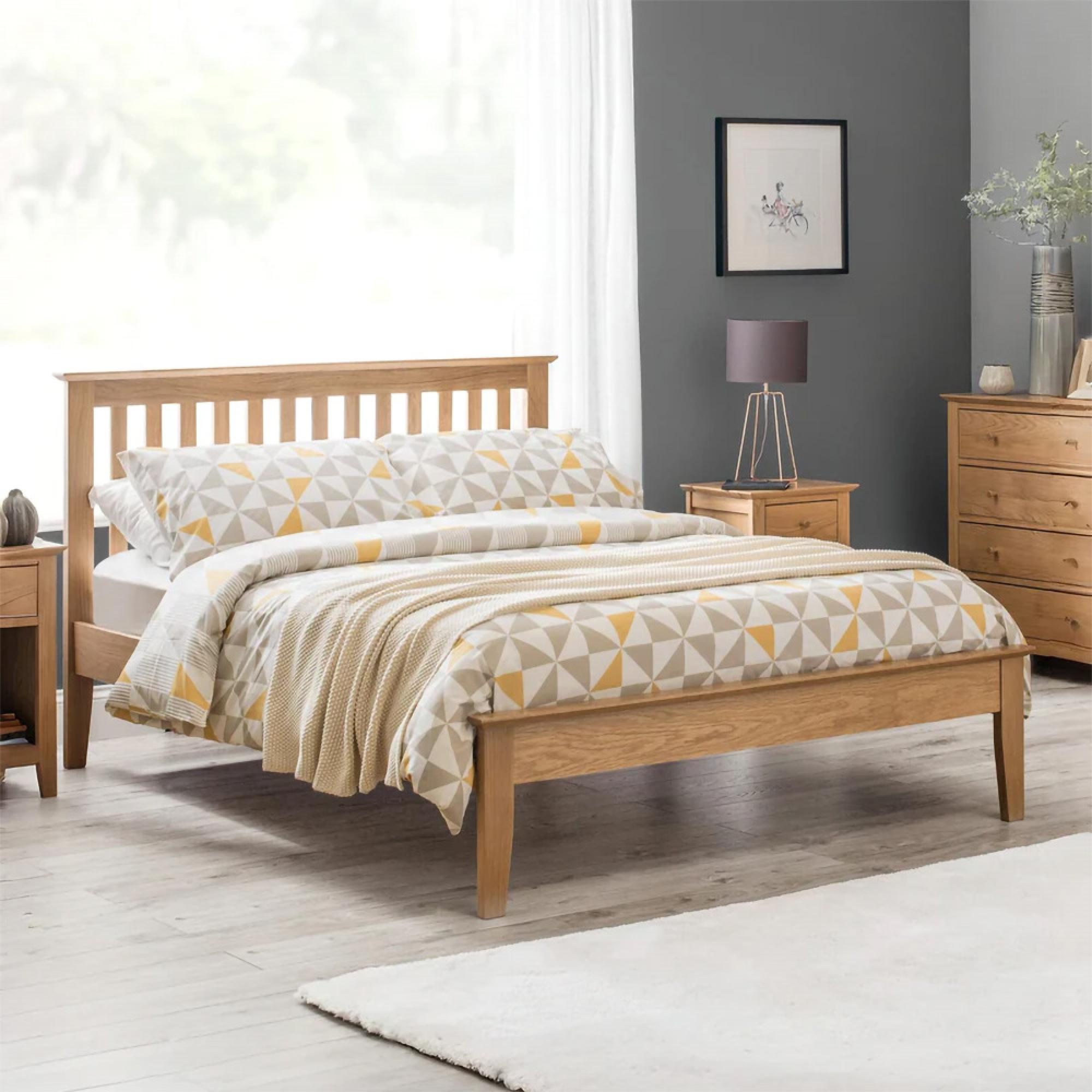 Salerno Slatted Bed - Oak - Sizes Available