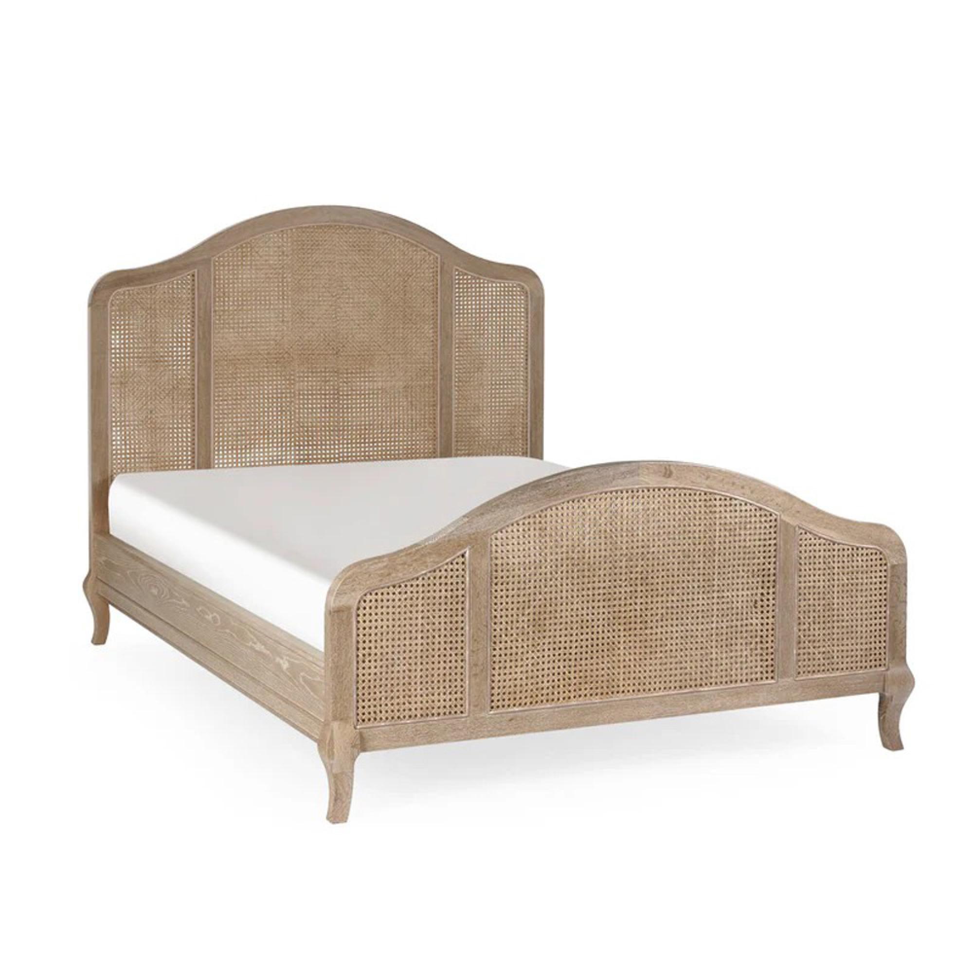 Fleur Rattan Bed - Oak - Sizes Available