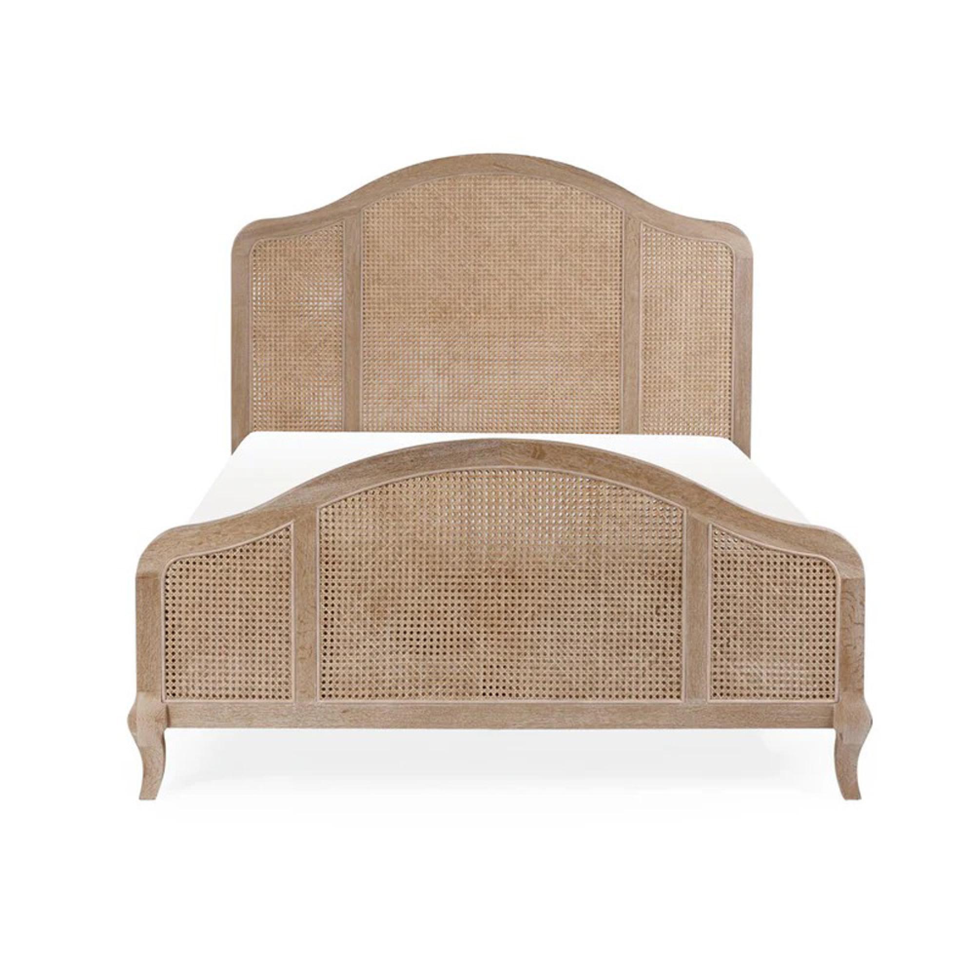 Fleur Rattan Bed - Oak - Sizes Available