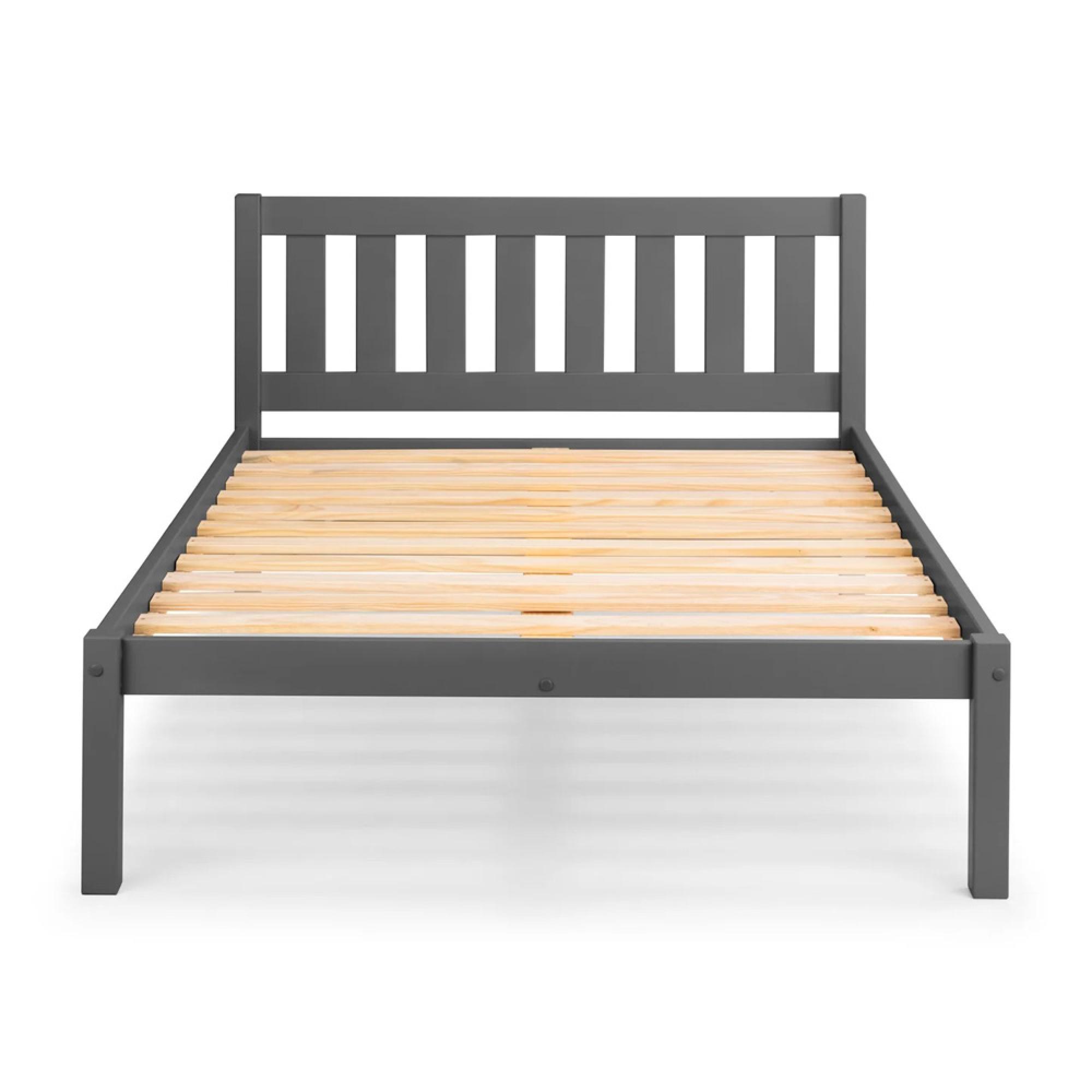 Luna Slatted Bed - 4ft 6in Double - Dark Grey