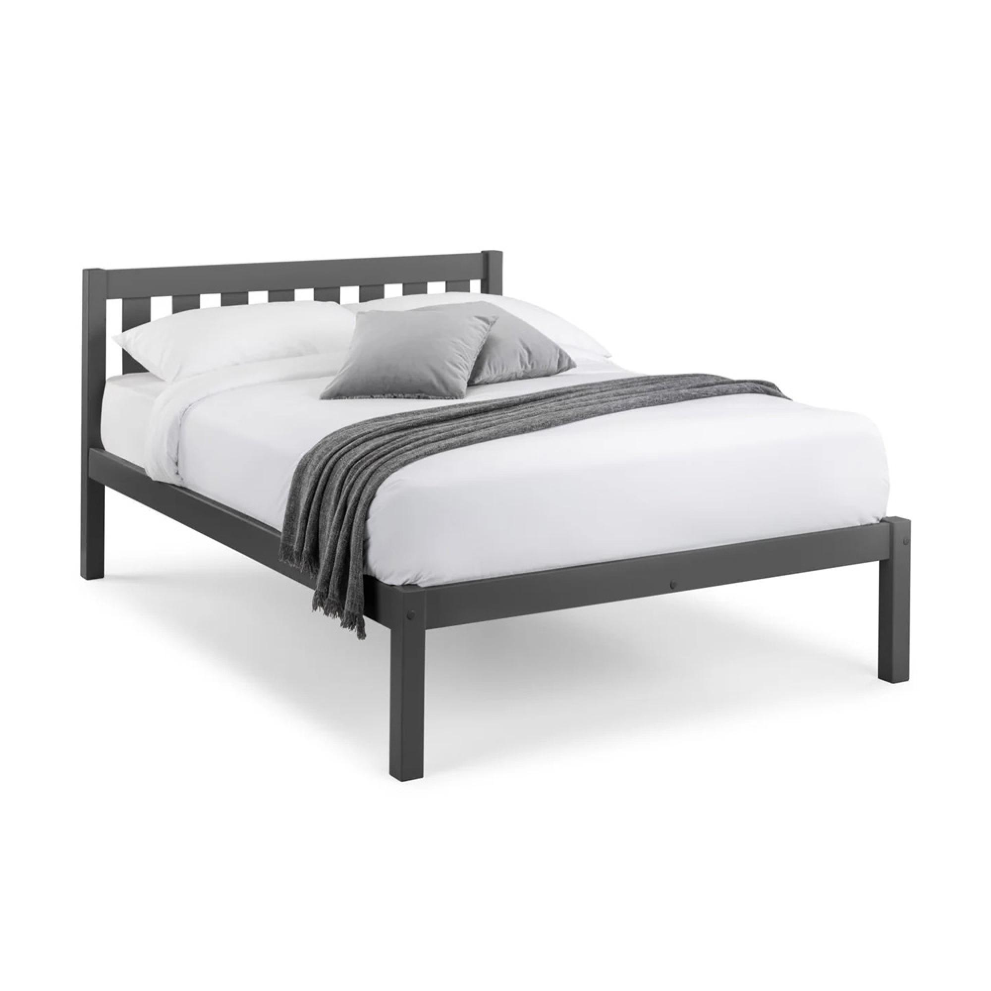 Luna Slatted Bed - 4ft 6in Double - Dark Grey