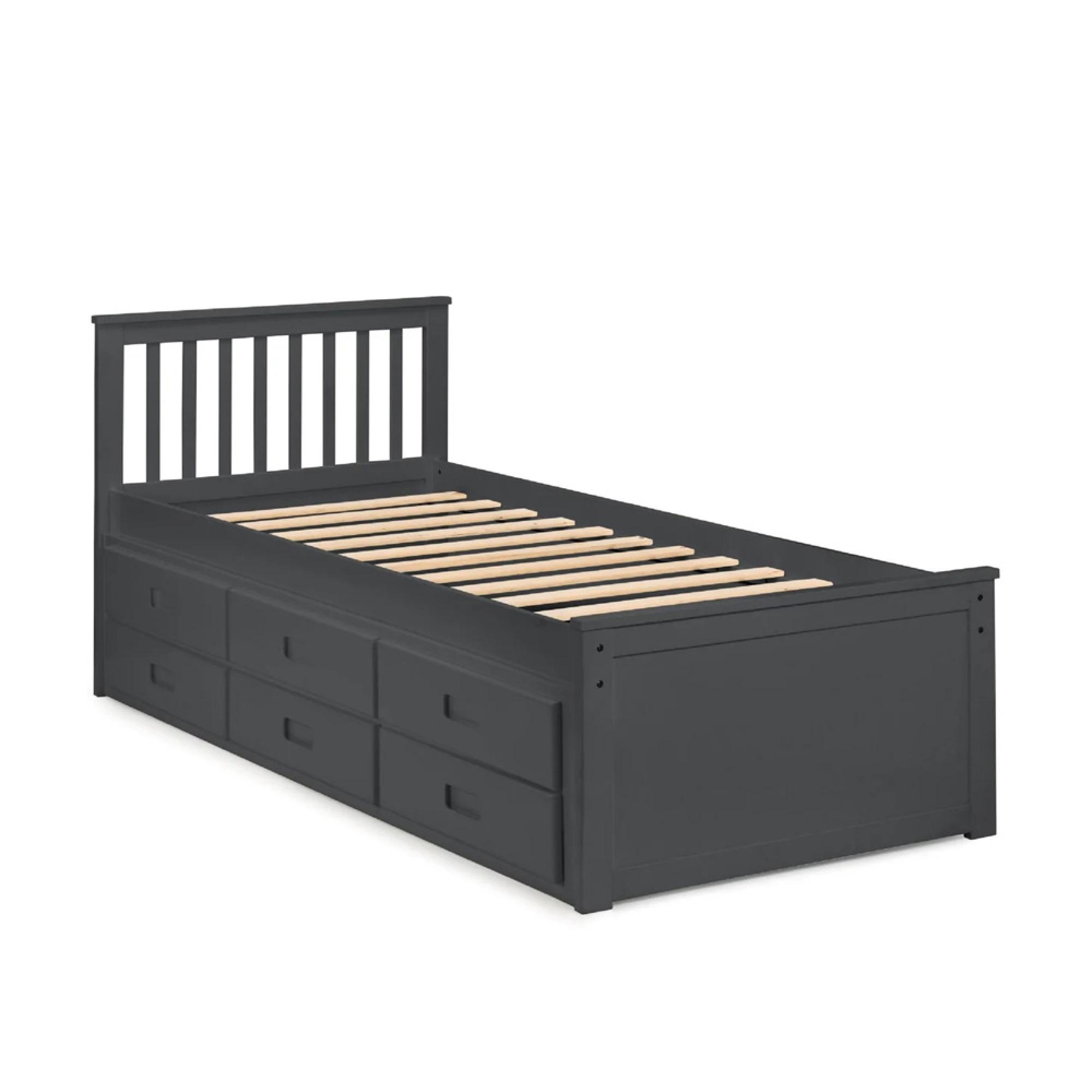Maisie Bed with Underbed Drawer - Dark Grey