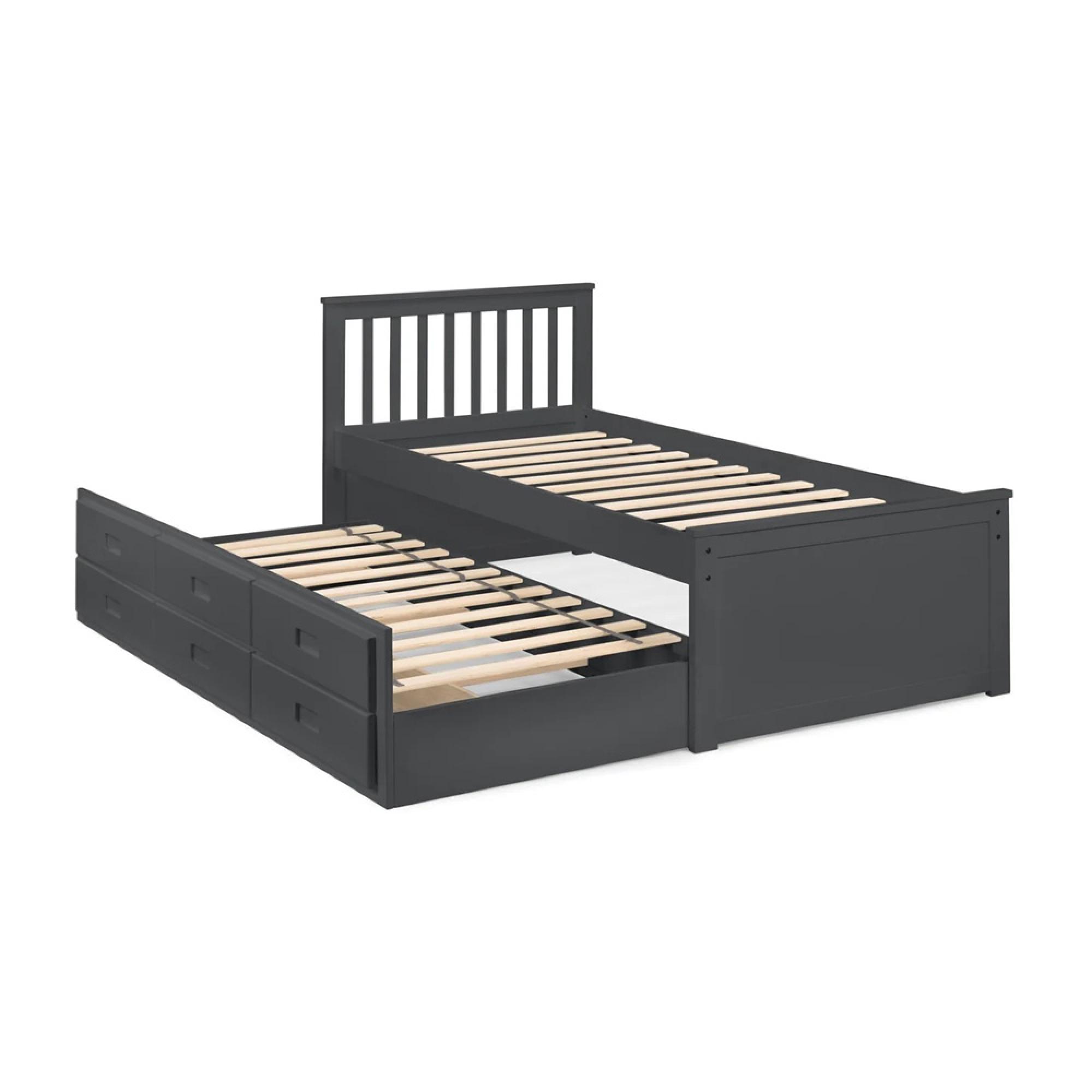 Maisie Bed with Underbed Drawer - Dark Grey