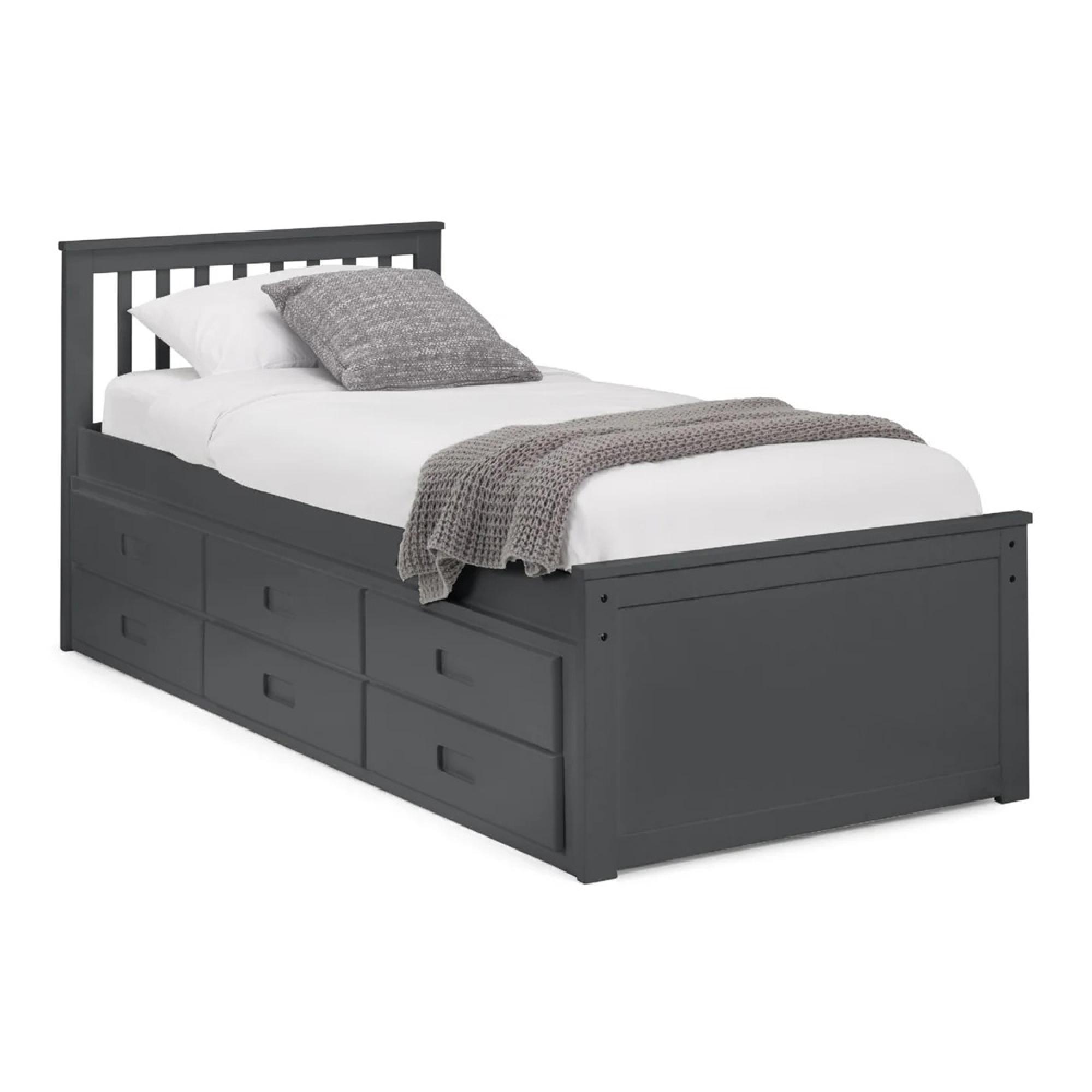 Maisie Bed with Underbed Drawer - Dark Grey