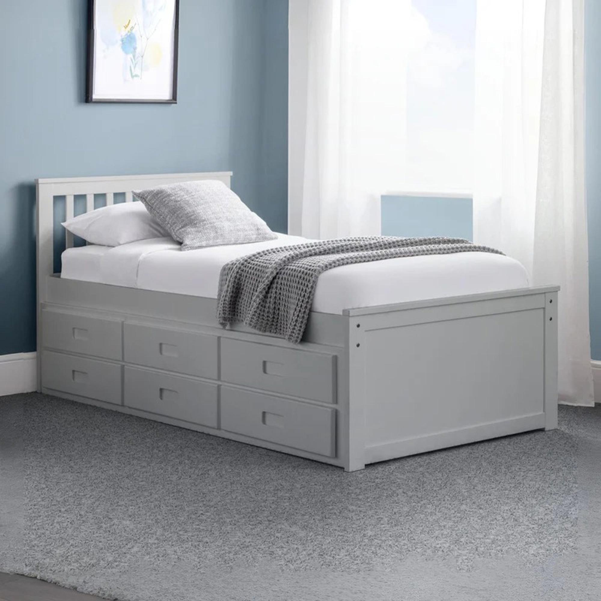 Maisie Bed with Underbed Drawer - Light Grey